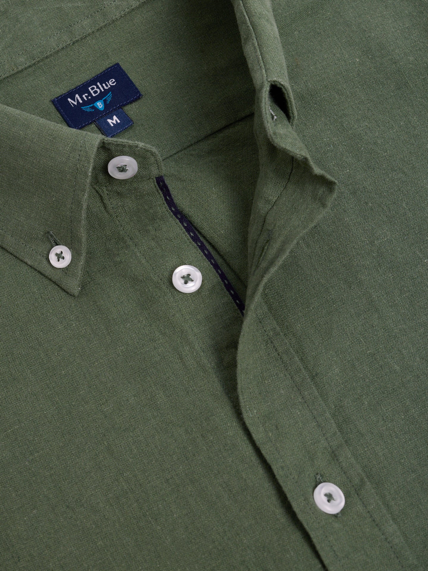 CAMISA LINO VERDE MANGA LARGA REGULAR FIT MR. AZUL