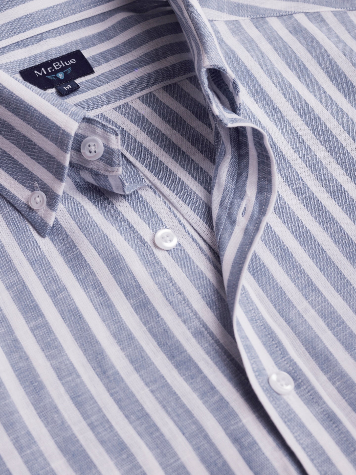 Camisa Regular Fit Lino Azul Mr. Blue