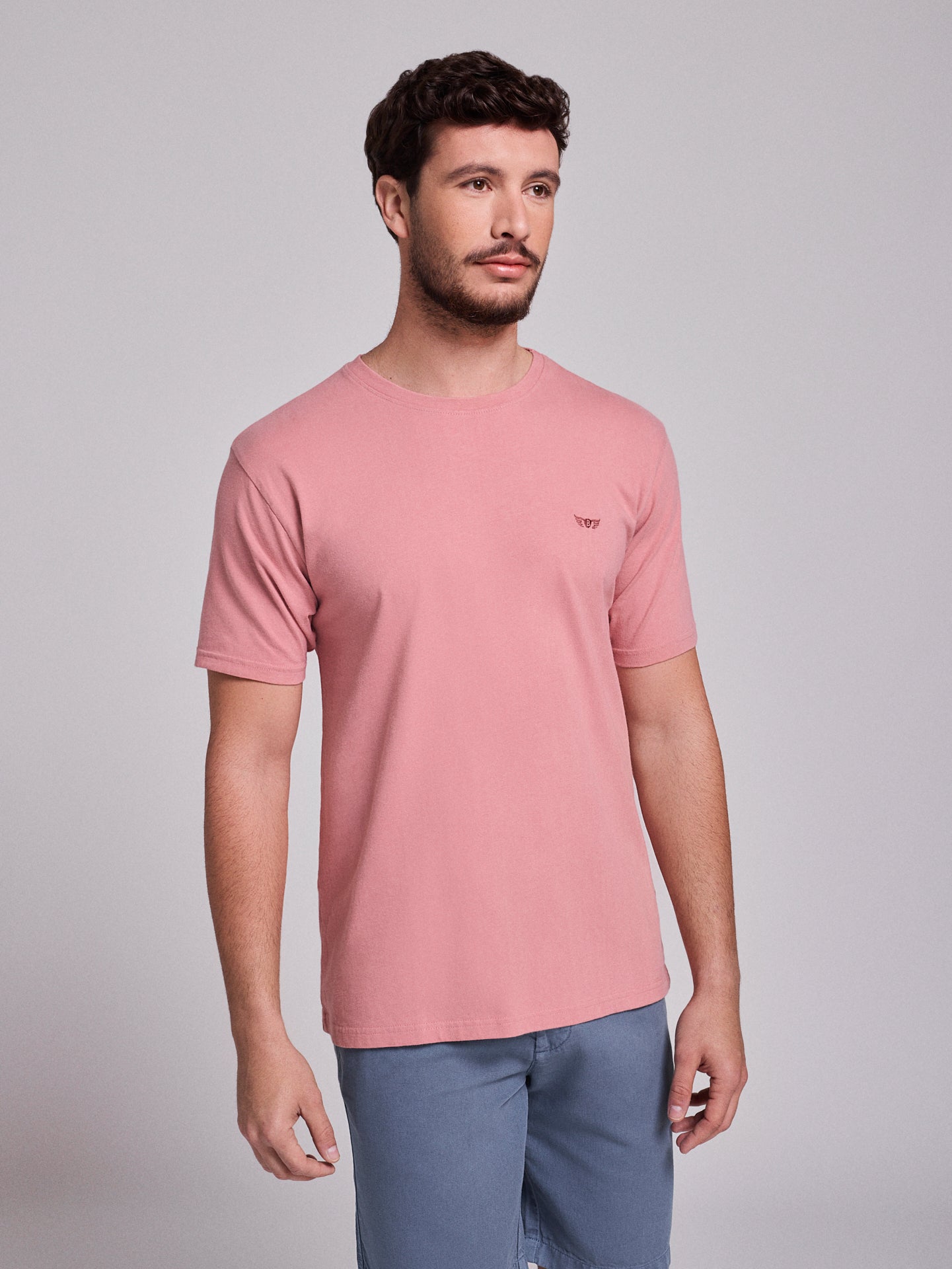 PINK COTTON T-SHIRT SHORT SLEEVE REGULAR FIT MR. BLUE