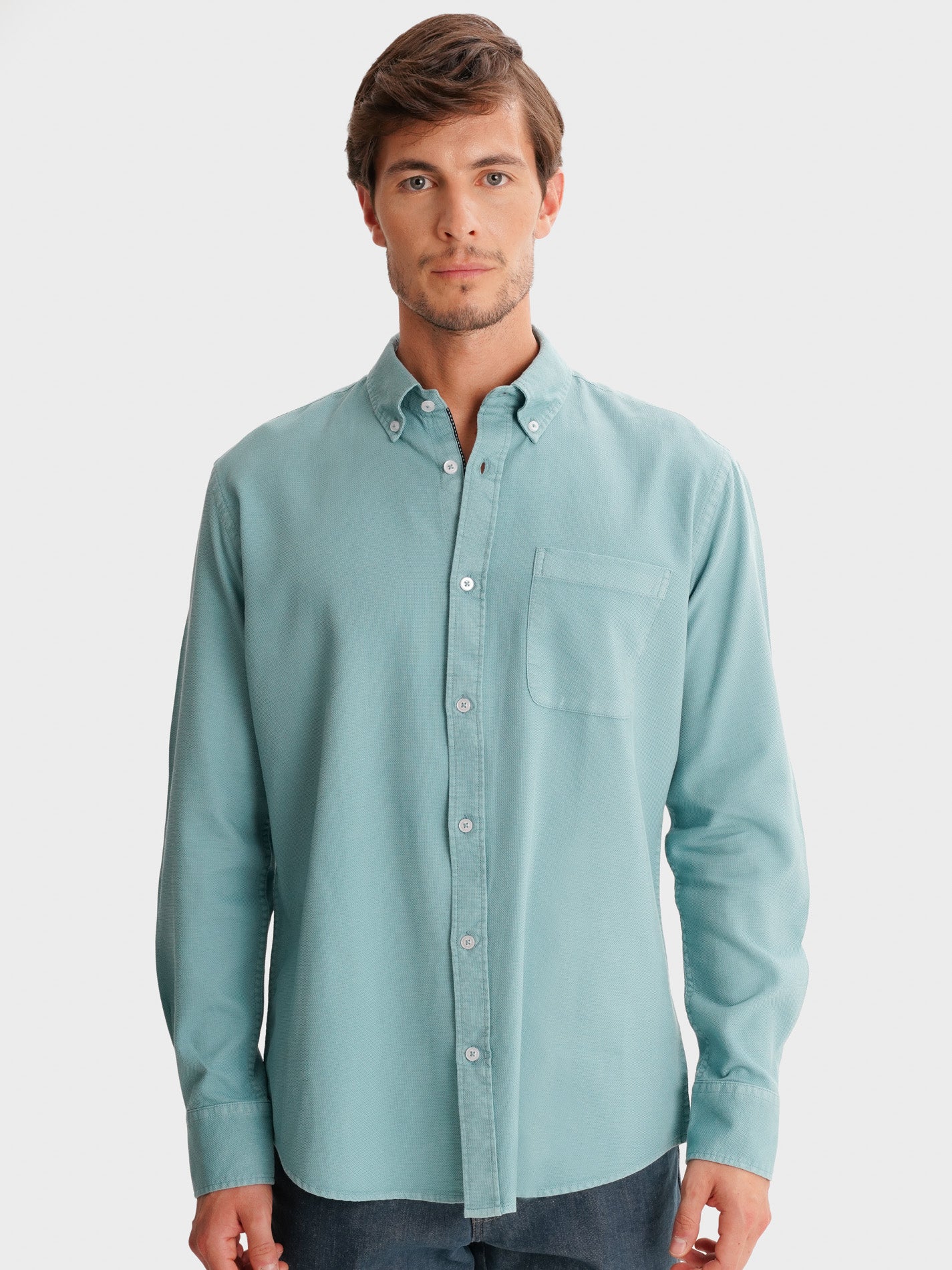 GREEN REGULAR FIT MR SHIRT. BLUE