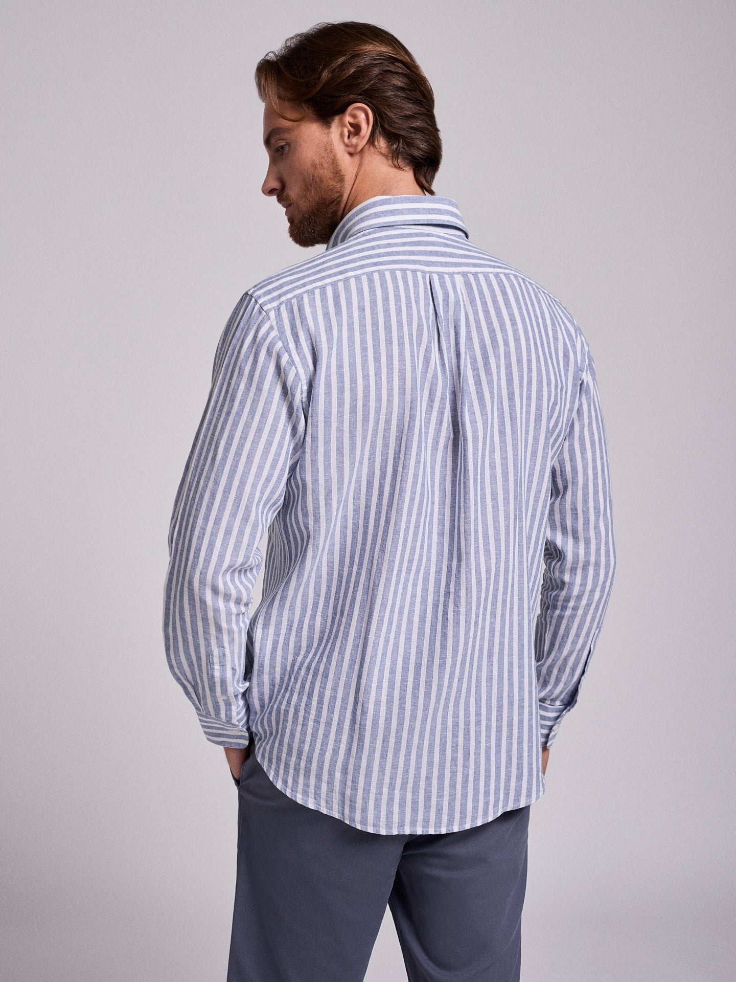 BLUE LINEN SHIRT LONG SLEEVE REGULAR FIT MR. BLUE