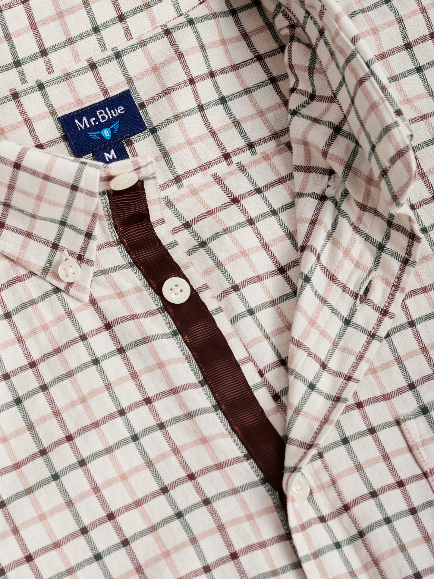 AJUSTE REGULAR SR. CAMISA FRANELA MARRÓN. AZUL