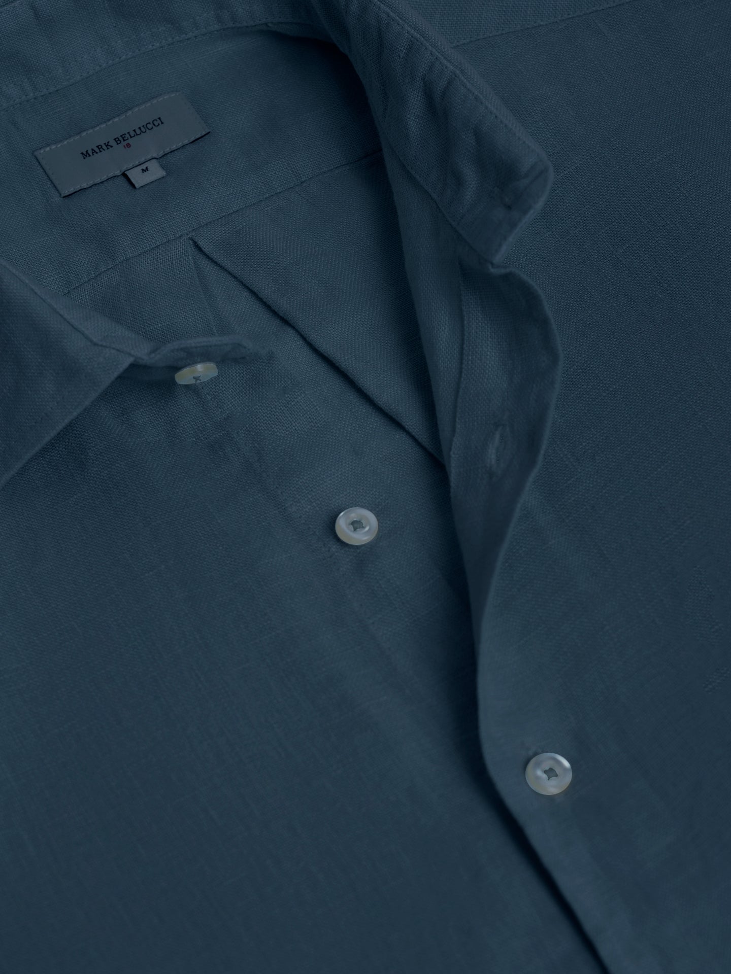 BLUE LINEN SHIRT LONG SLEEVE TAILORED FIT MARK BELLUCCI