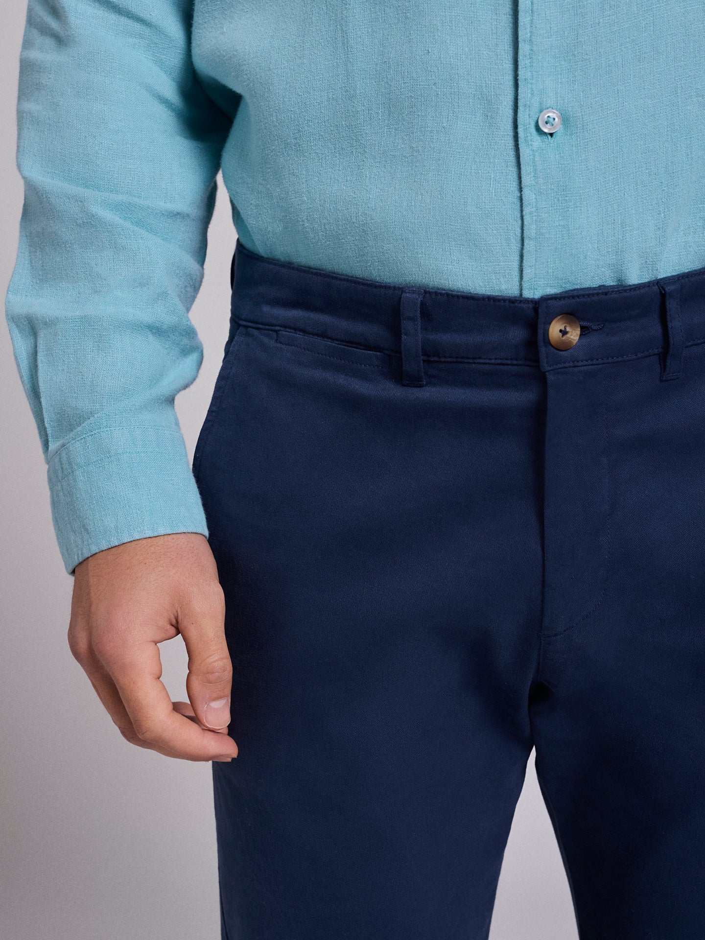 REGULAR FIT BLUE COTTON TROUSERS MARK BELLUCCI