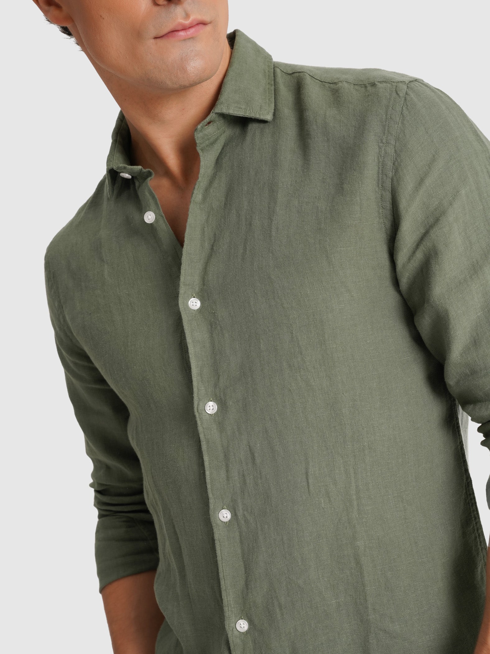 TAILORED FIT LONG SLEEVE GREEN SHIRT MARK BELLUCCI