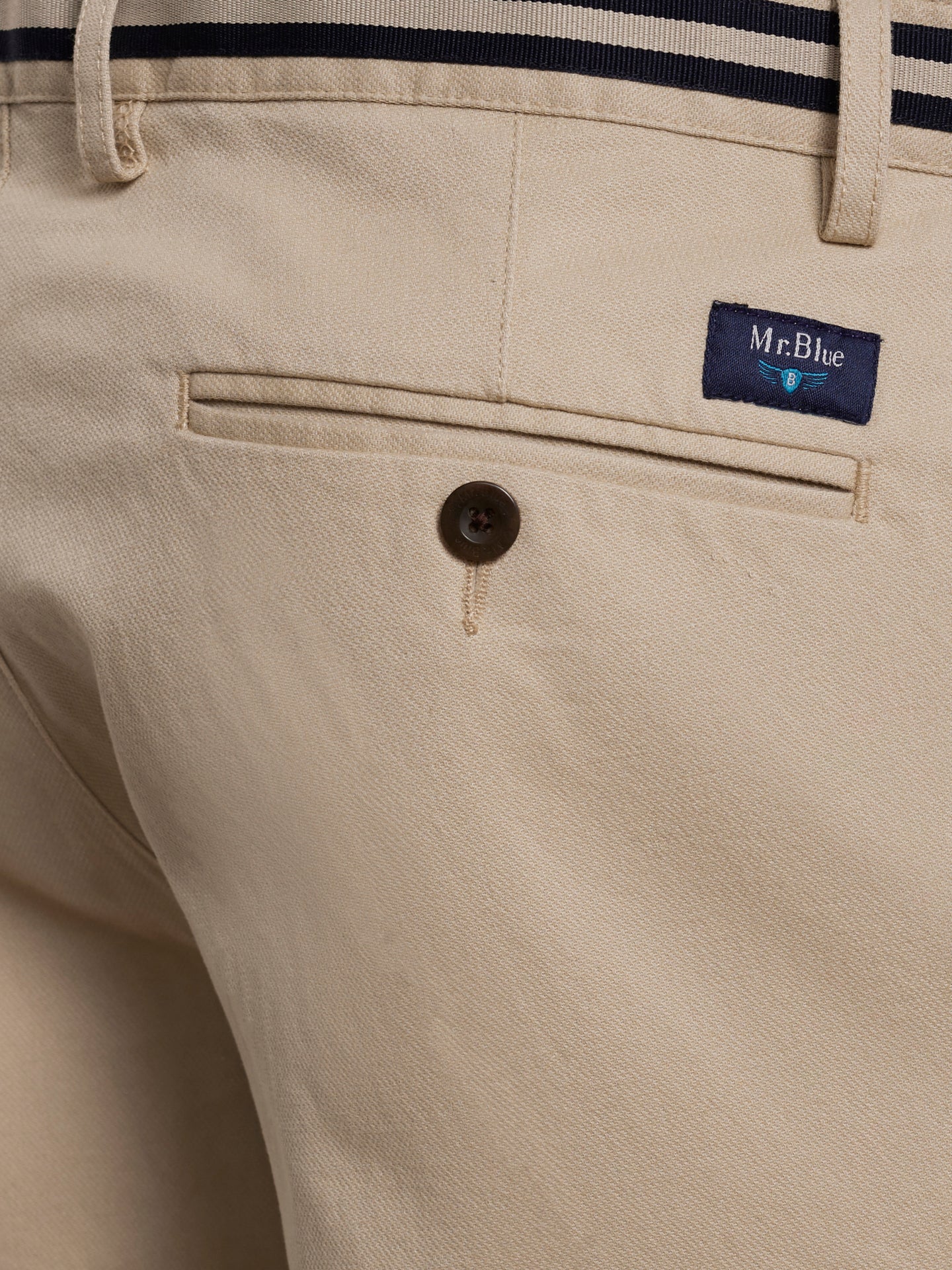 PANTALÓN ESTRUCTURA BEIGE REGULAR FIT MR. AZUL