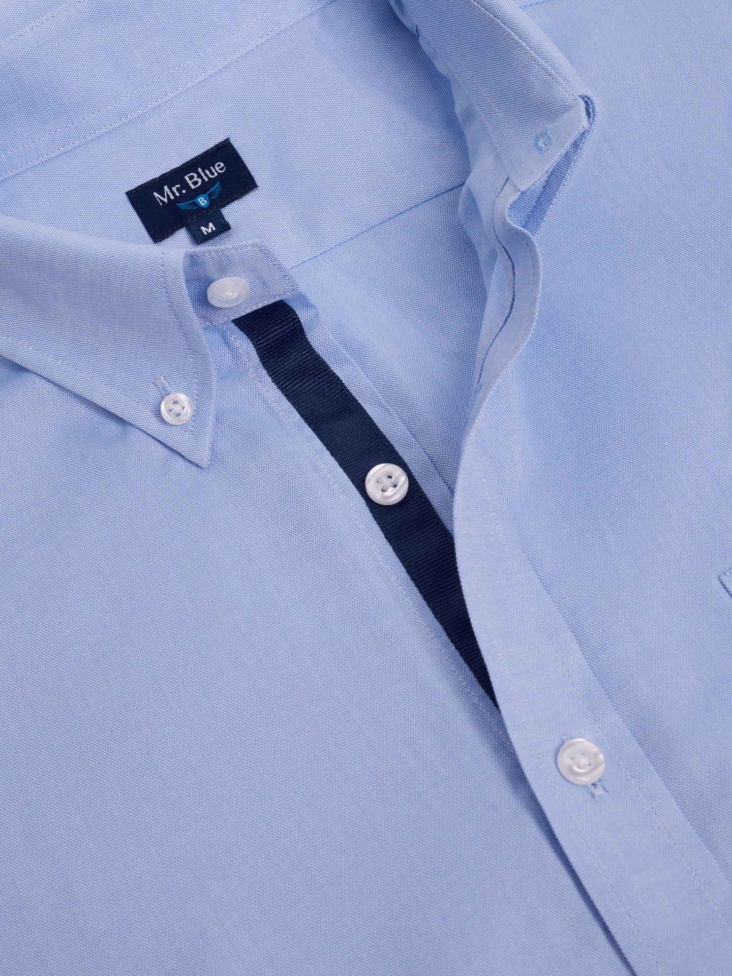 CAMISA ALGODÓN AZUL MANGA LARGA REGULAR FIT MR. AZUL