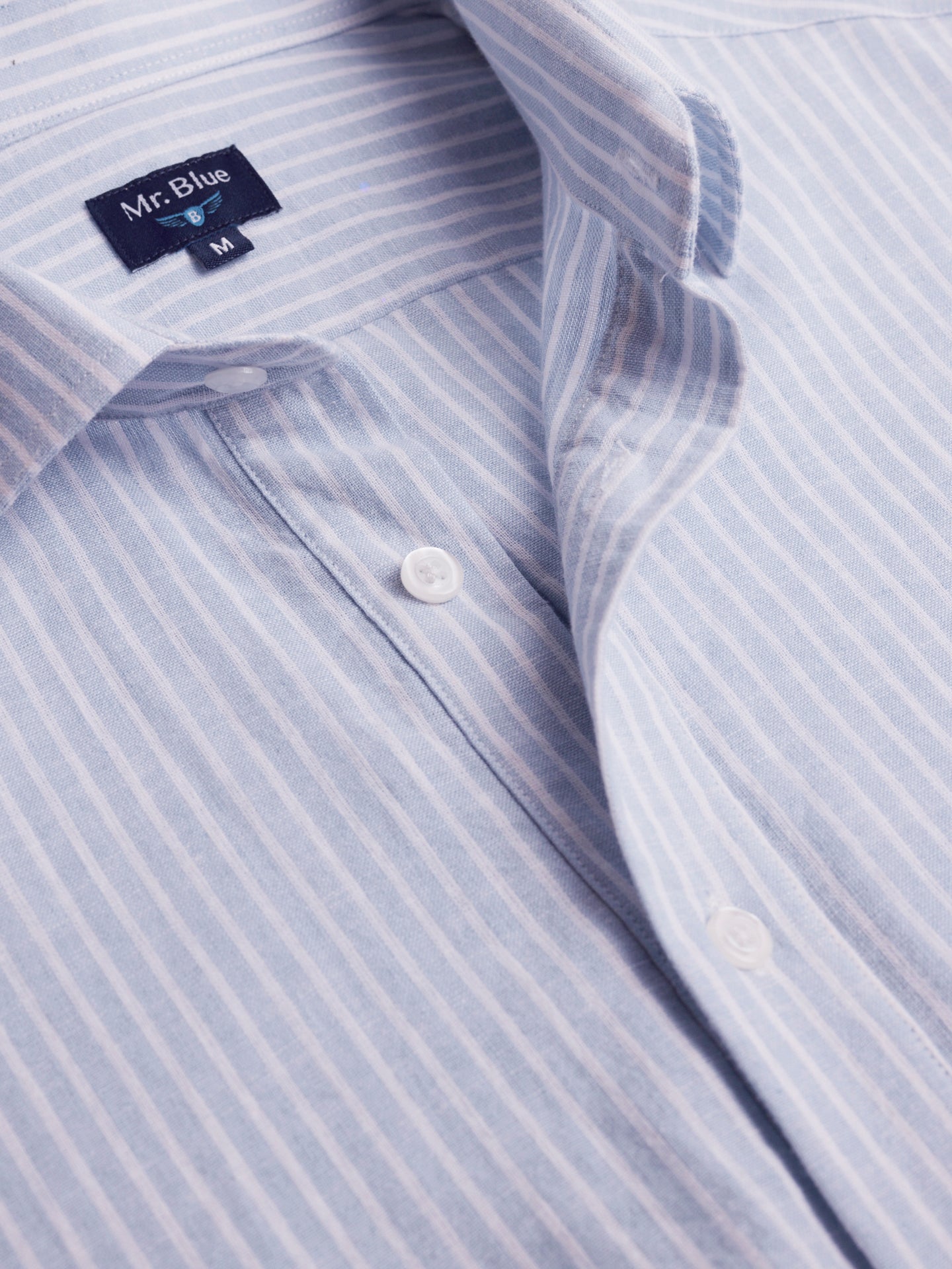 Camisa Regular Fit Lino Azul Mr. Blue