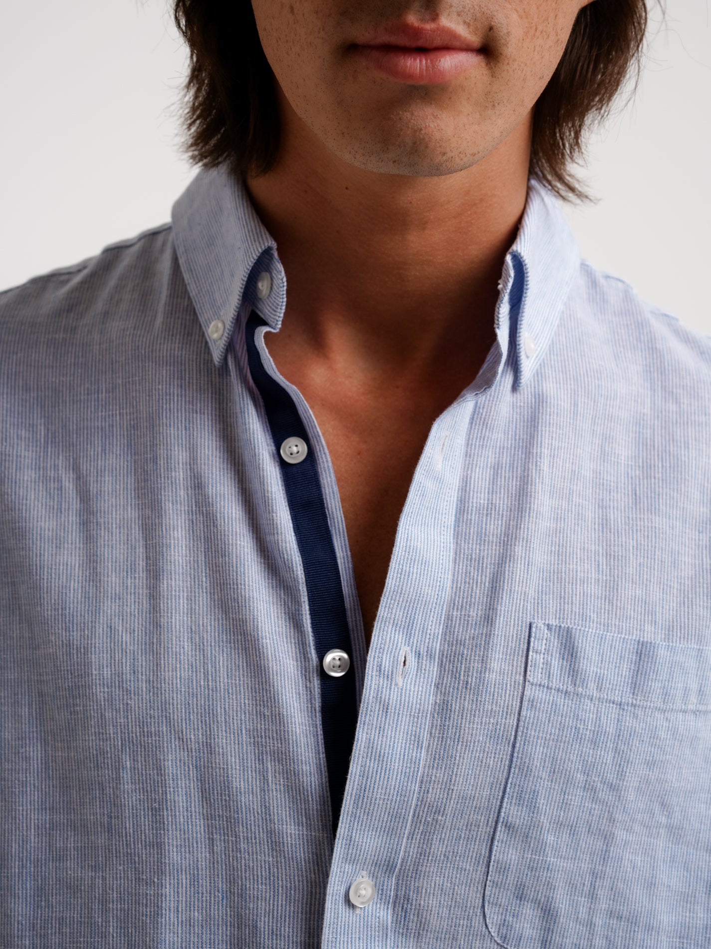 CAMISA LINO AZUL MANGA CORTA REGULAR FIT MR. AZUL