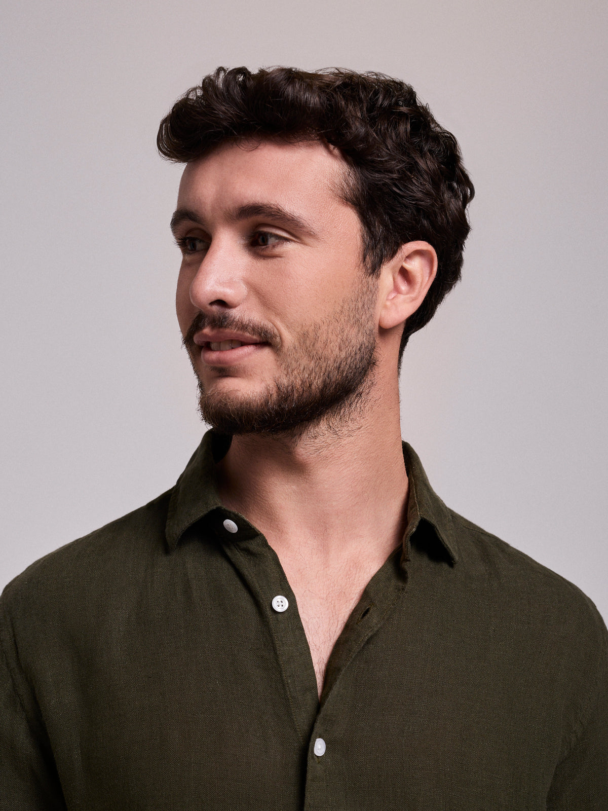 GREEN LINEN SHIRT LONG SLEEVE TAILORED FIT MARK BELLUCCI