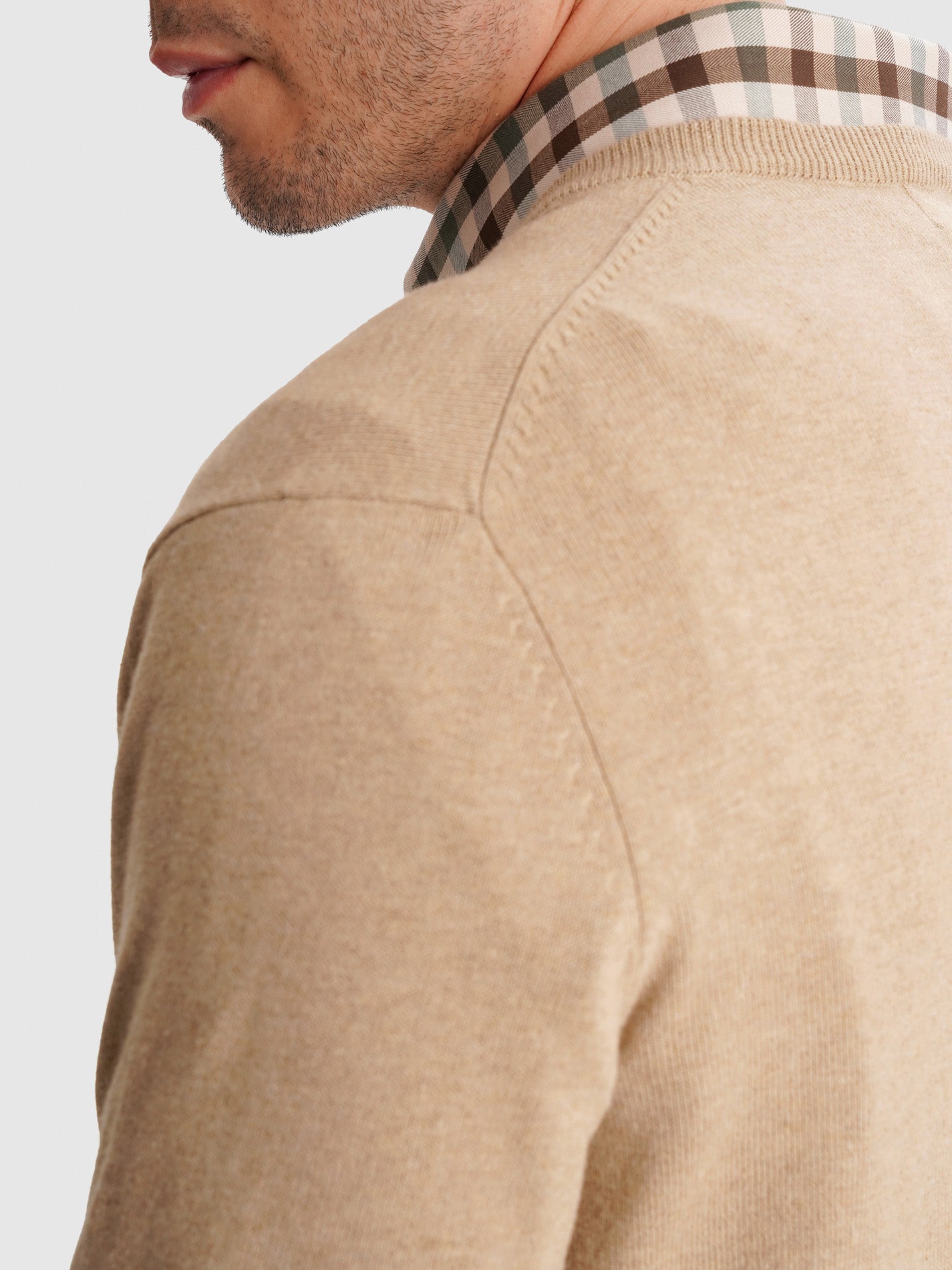 BEIGE THIN PULLOVER WITH REGULAR FIT MR ELBOW PADS. BLUE