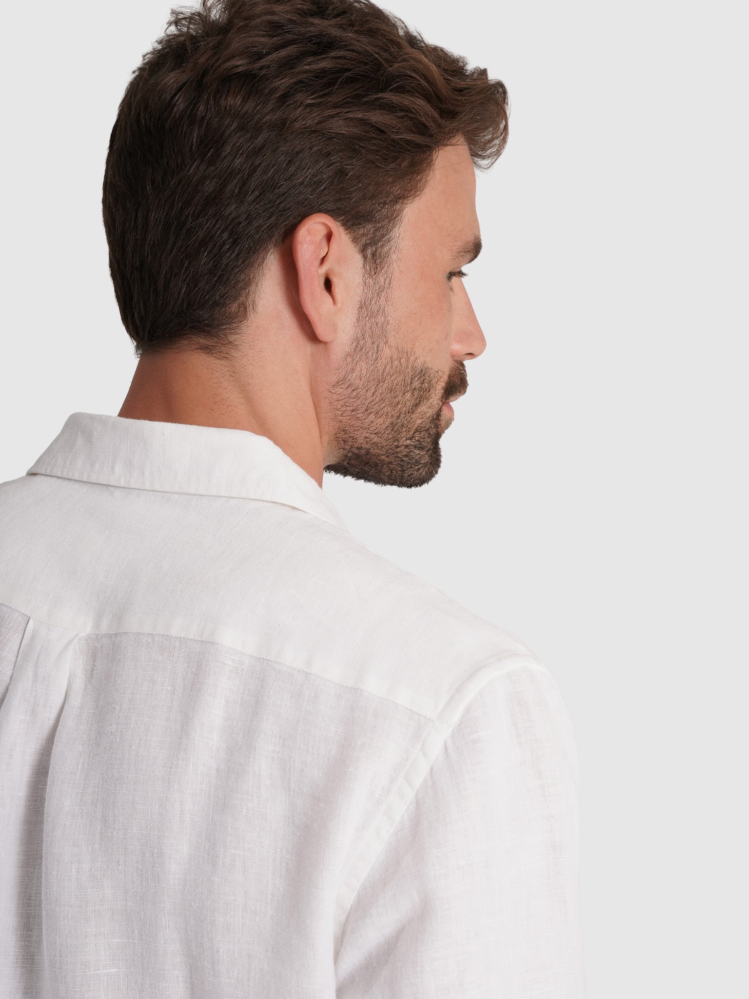 WHITE LINEN SHIRT LONG SLEEVE TAILORED FIT MARK BELLUCCI