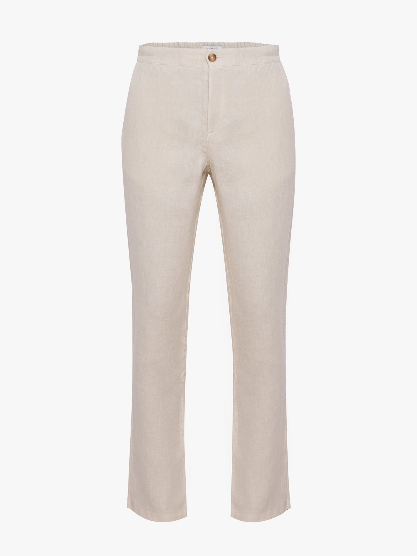 BEIGE LINEN REGULAR FIT TROUSERS MARK BELLUCCI