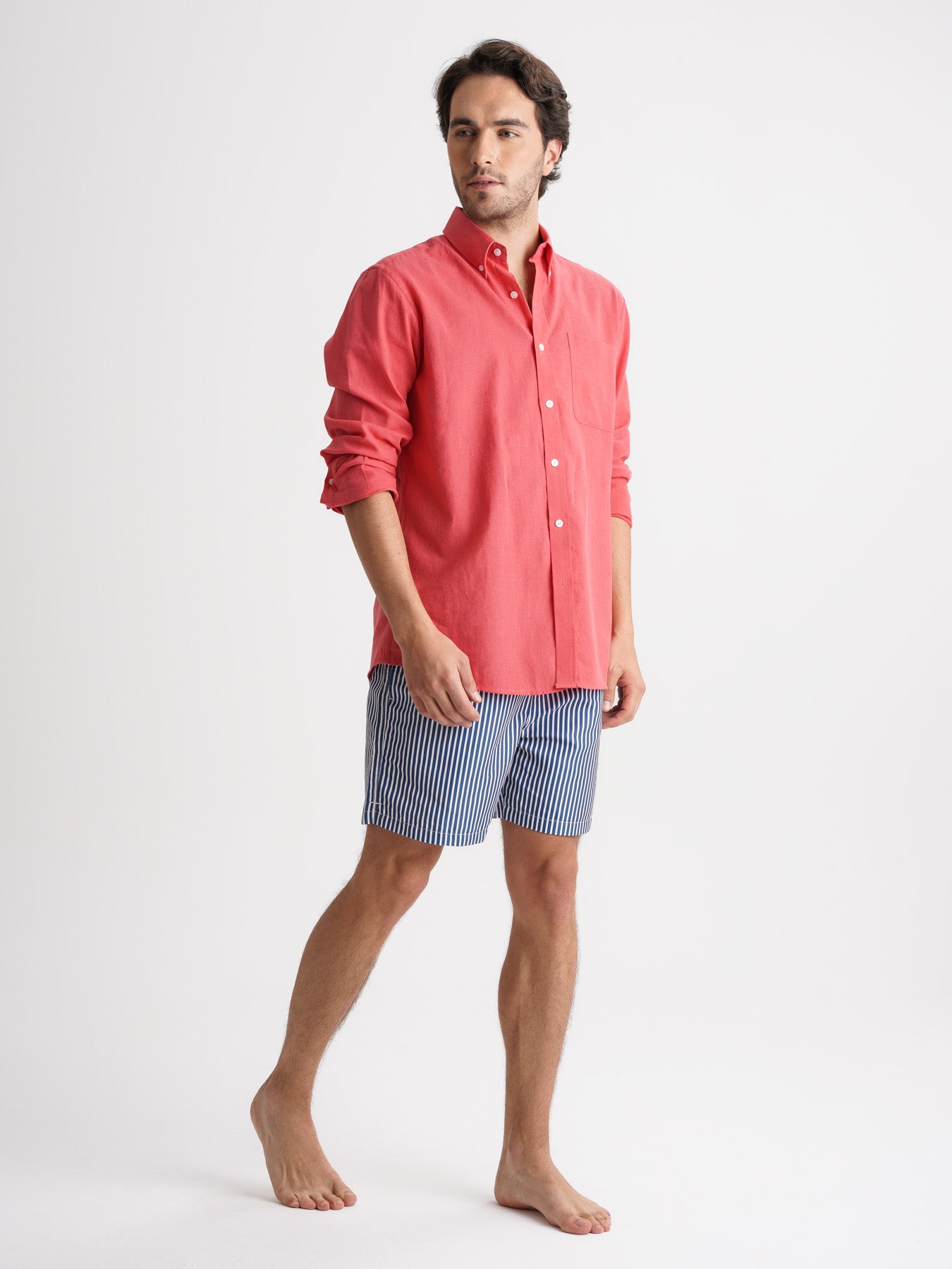 Mr. Blue Pink Linen Regular Fit Shirt