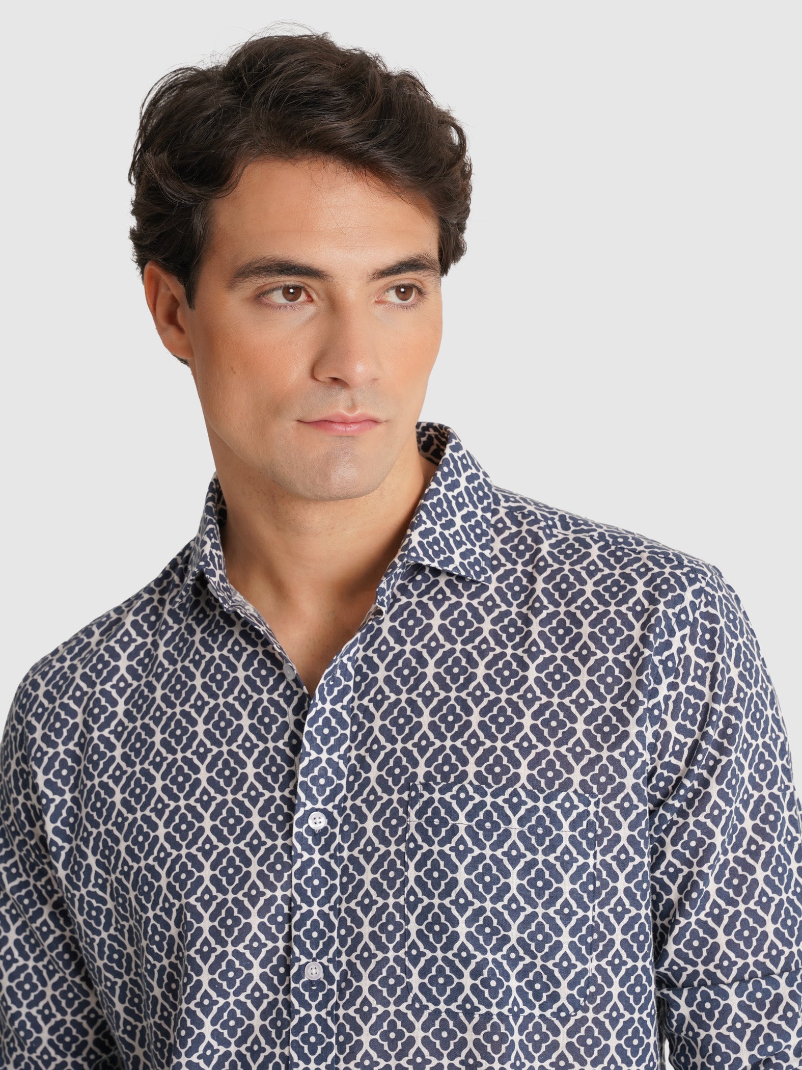 CAMISA CRUDO MANGA LARGA REGULAR FIT MR. AZUL