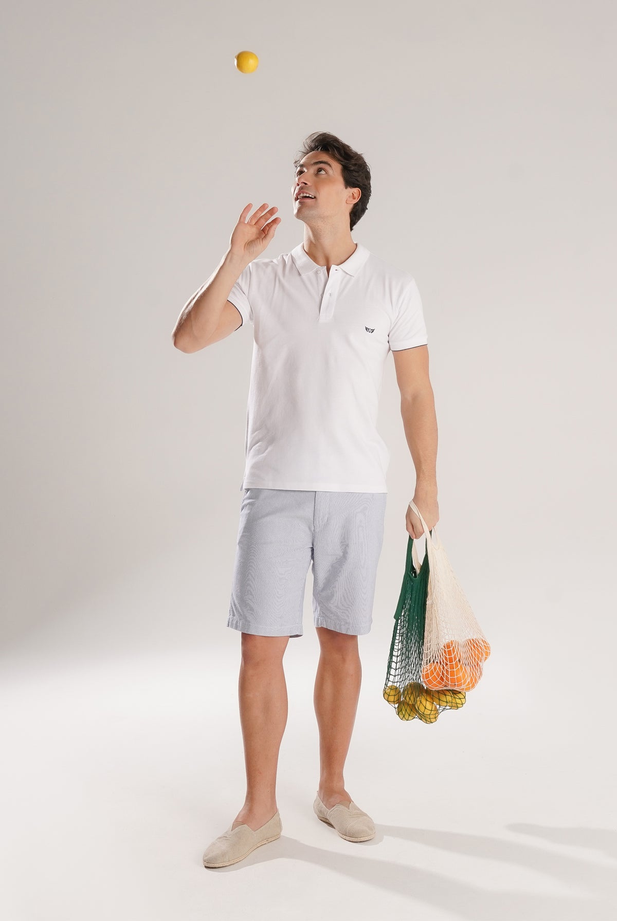 WHITE PIQUET POLO SHORT SLEEVES REGULAR FIT MR. BLUE