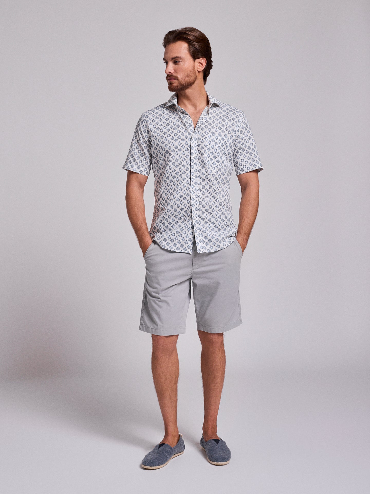 BLUE LINEN SHIRT SHORT SLEEVE REGULAR FIT MR. BLUE
