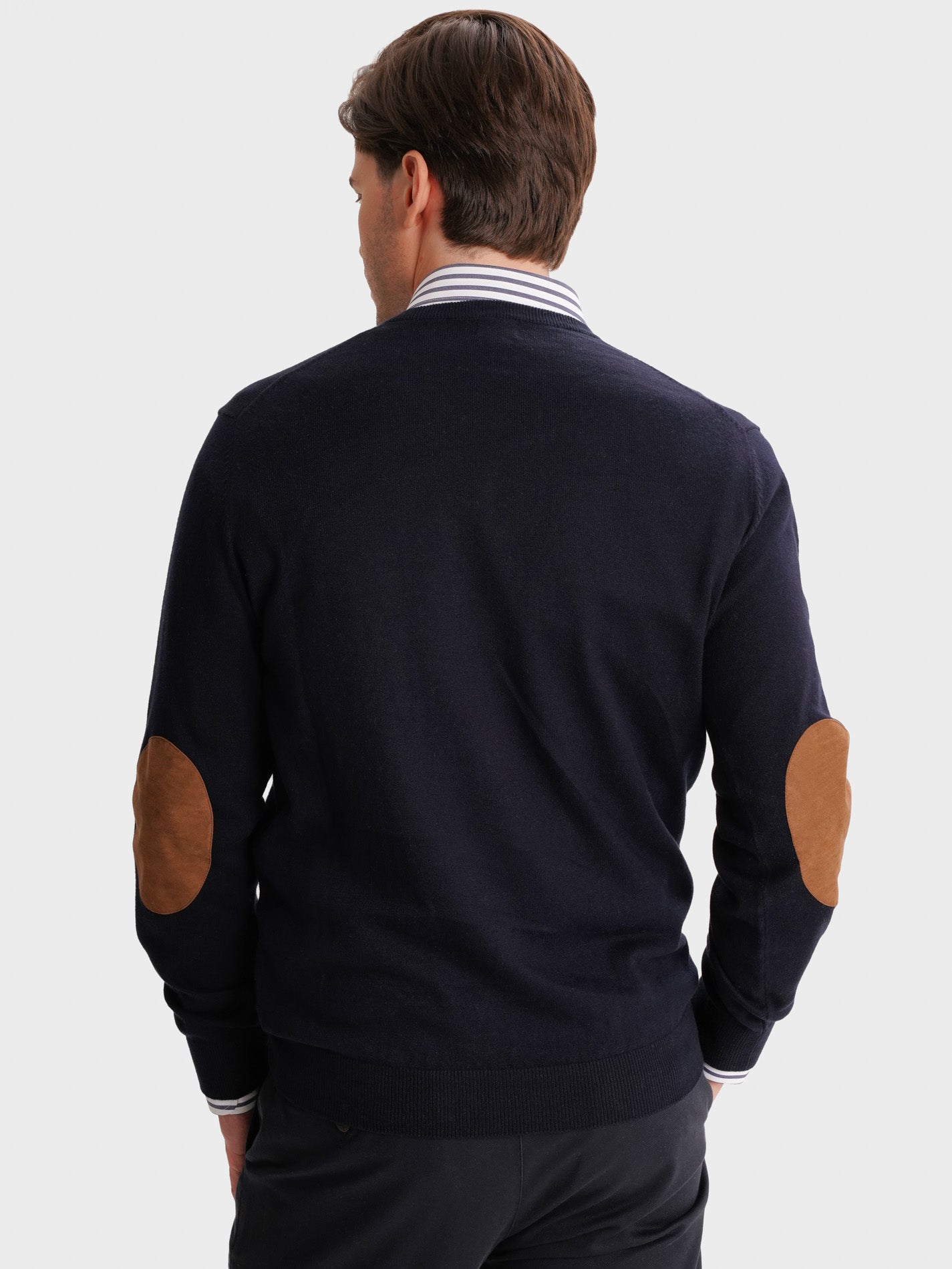 BLUE THIN PULLOVER WITH REGULAR FIT MR ELBOW PADS. BLUE