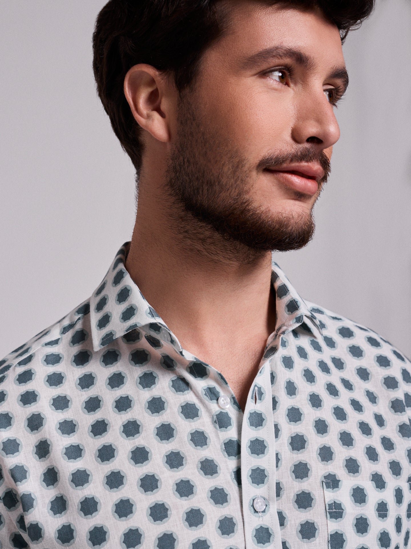 CAMISA LINO AZUL MANGA CORTA REGULAR FIT MR. AZUL