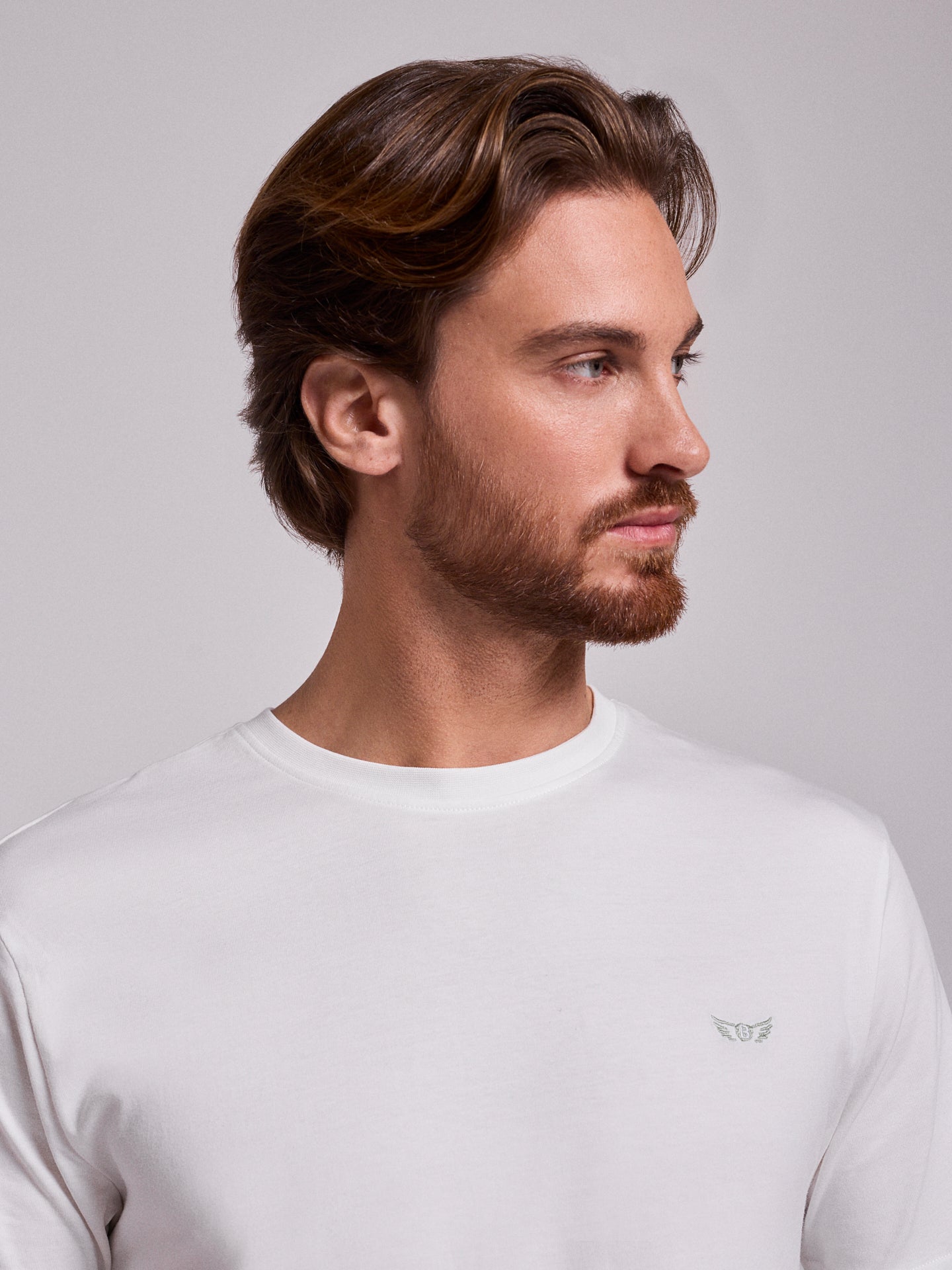 WHITE COTTON T-SHIRT SHORT SLEEVES REGULAR FIT MR. BLUE