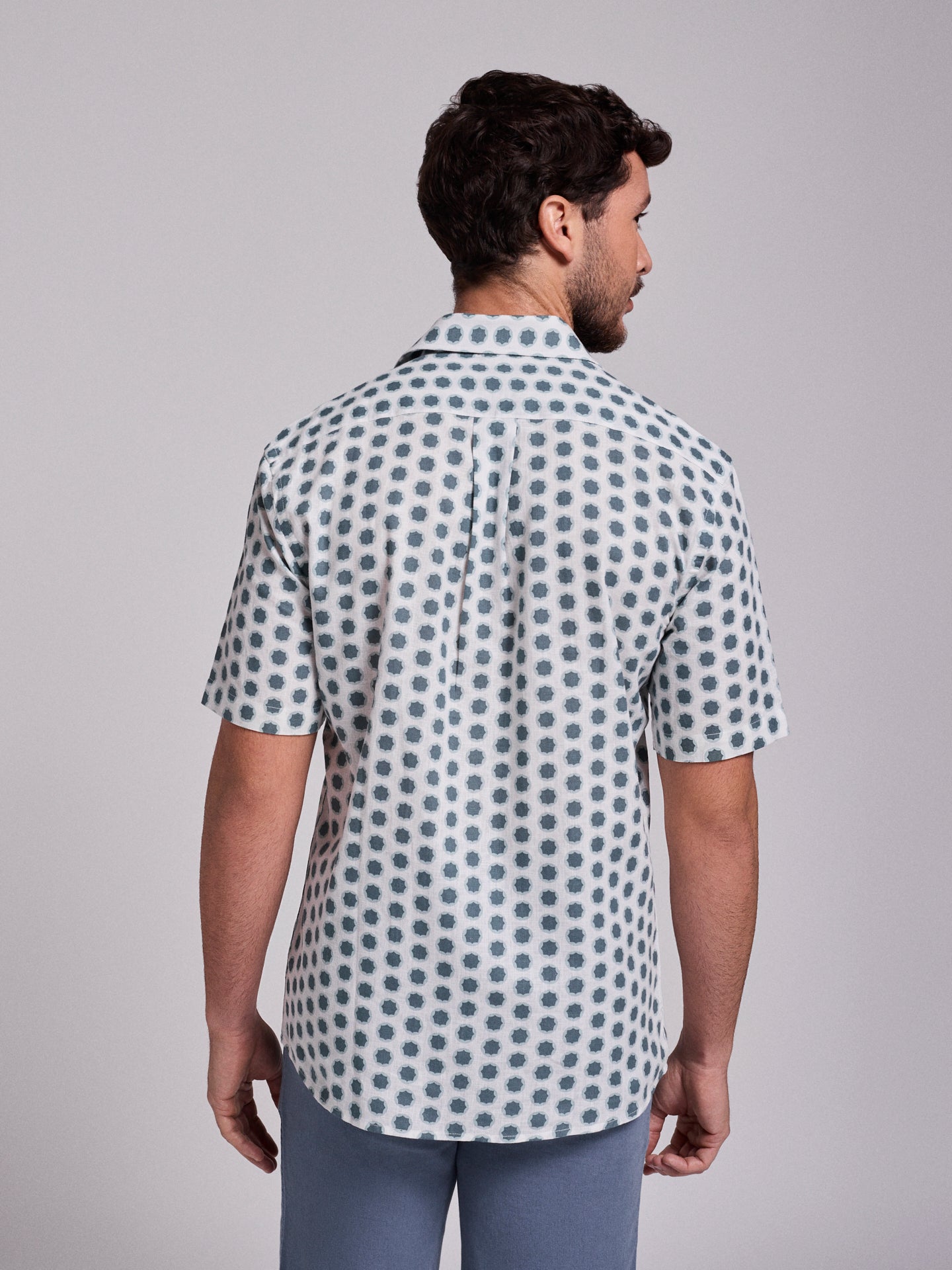 CAMISA LINO AZUL MANGA CORTA REGULAR FIT MR. AZUL
