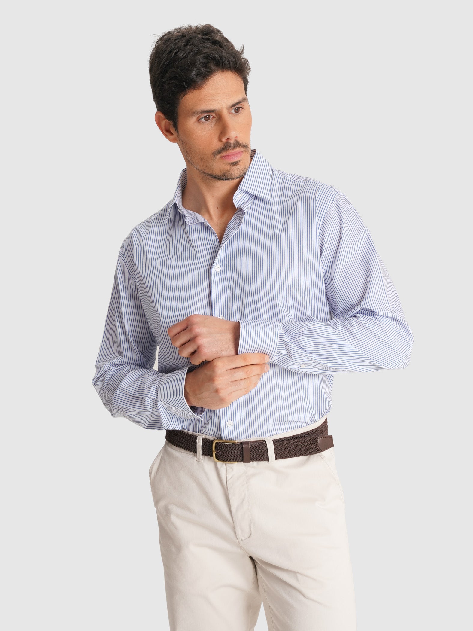 CAMISA SARGA AZUL MANGA LARGA CLASSIC FIT MR. AZUL