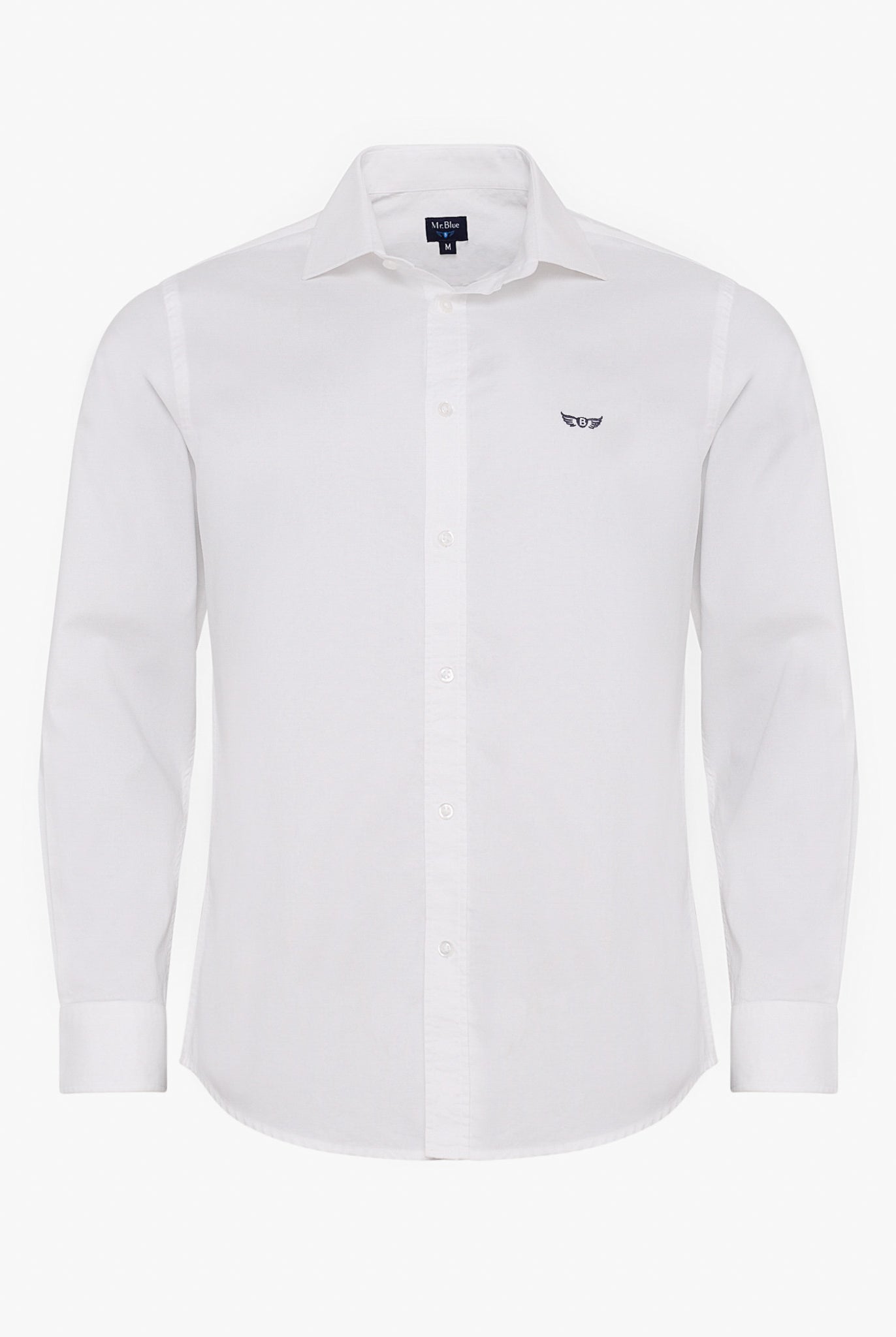 Camisa Algodão Branca Manga Comprida Slim Fit Mr. Blue