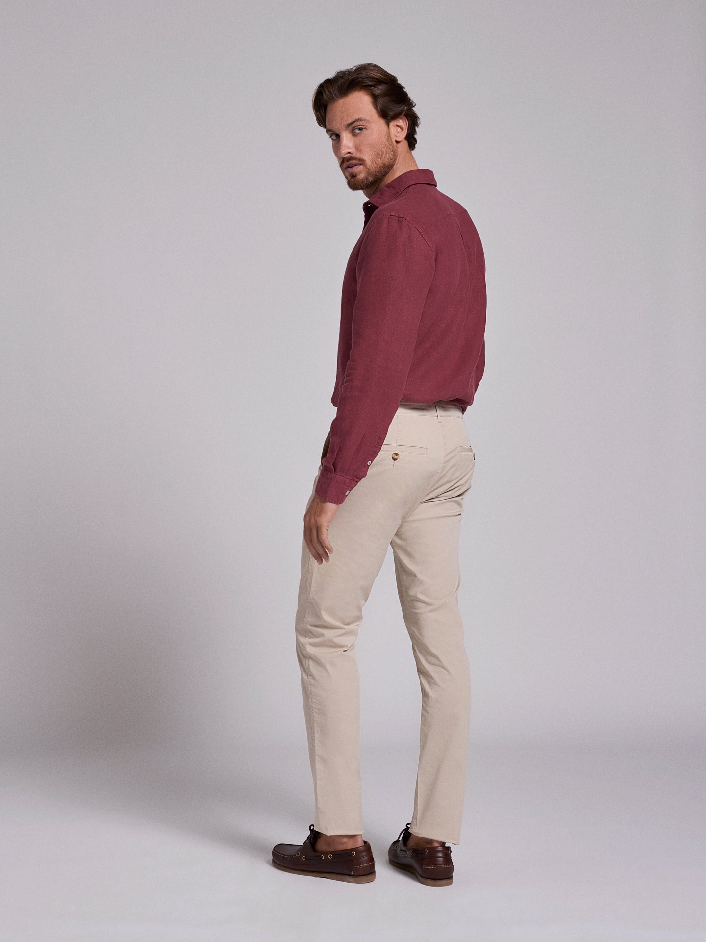 BEIGE COTTON REGULAR FIT TROUSERS MARK BELLUCCI