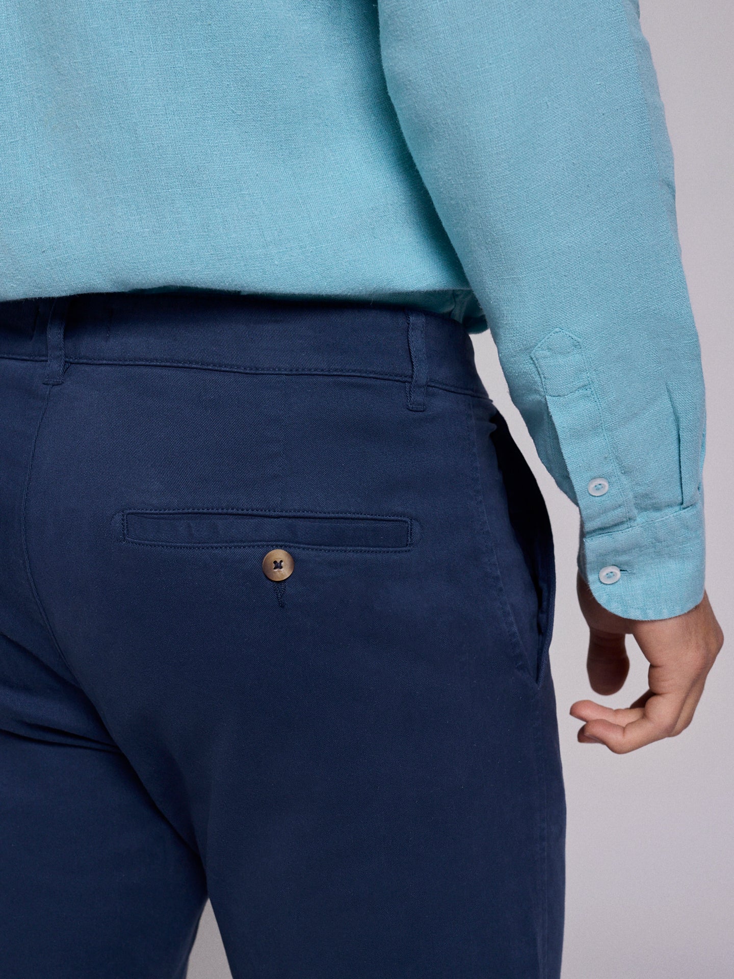 REGULAR FIT BLUE COTTON TROUSERS MARK BELLUCCI