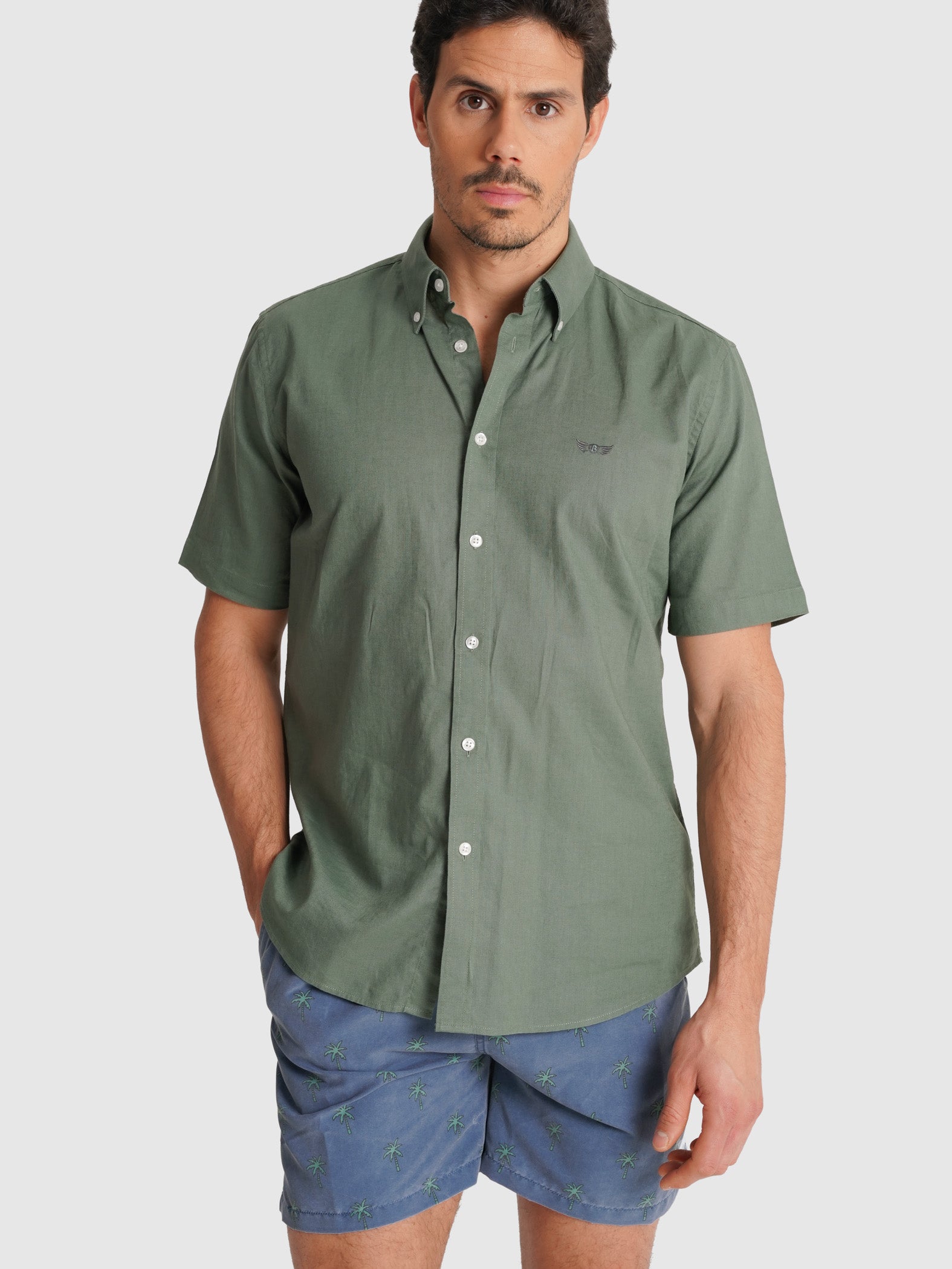 CAMISA VERDE MANGA CORTA REGULAR FIT MR. AZUL
