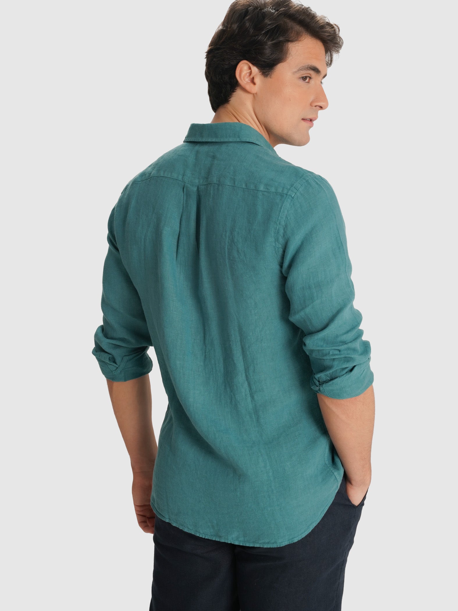 TAILORED FIT LONG SLEEVE GREEN SHIRT MARK BELLUCCI