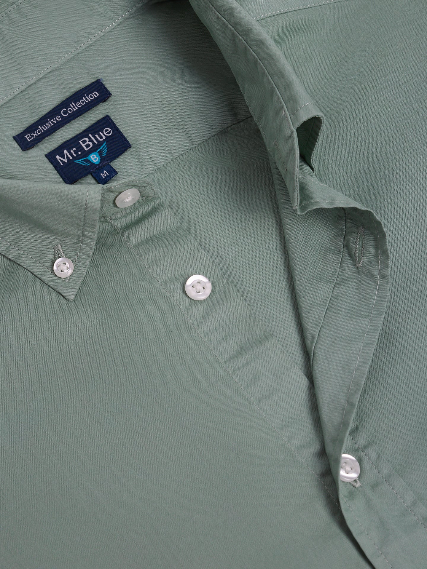 CAMISA ALGODÓN VERDE MANGA LARGA REGULAR FIT MR. AZUL