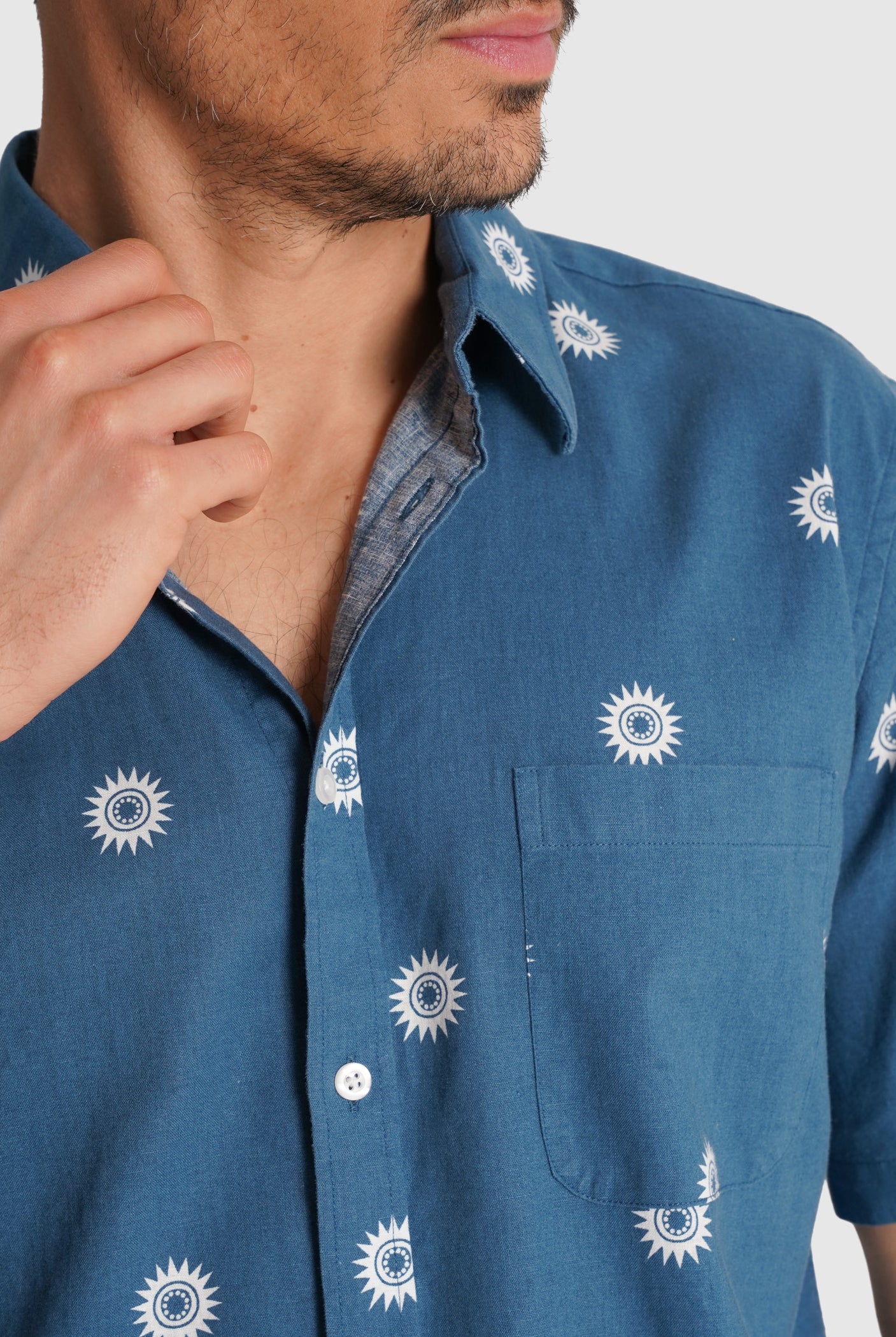 CAMISA AZUL MANGA CURTA REGULAR FIT MR. BLUE
