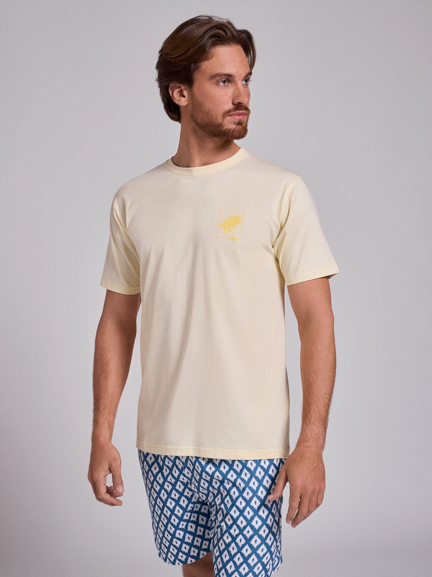 CAMISETA DE ALGODÓN AMARILLA MANGA CORTA REGULAR FIT MR. AZUL