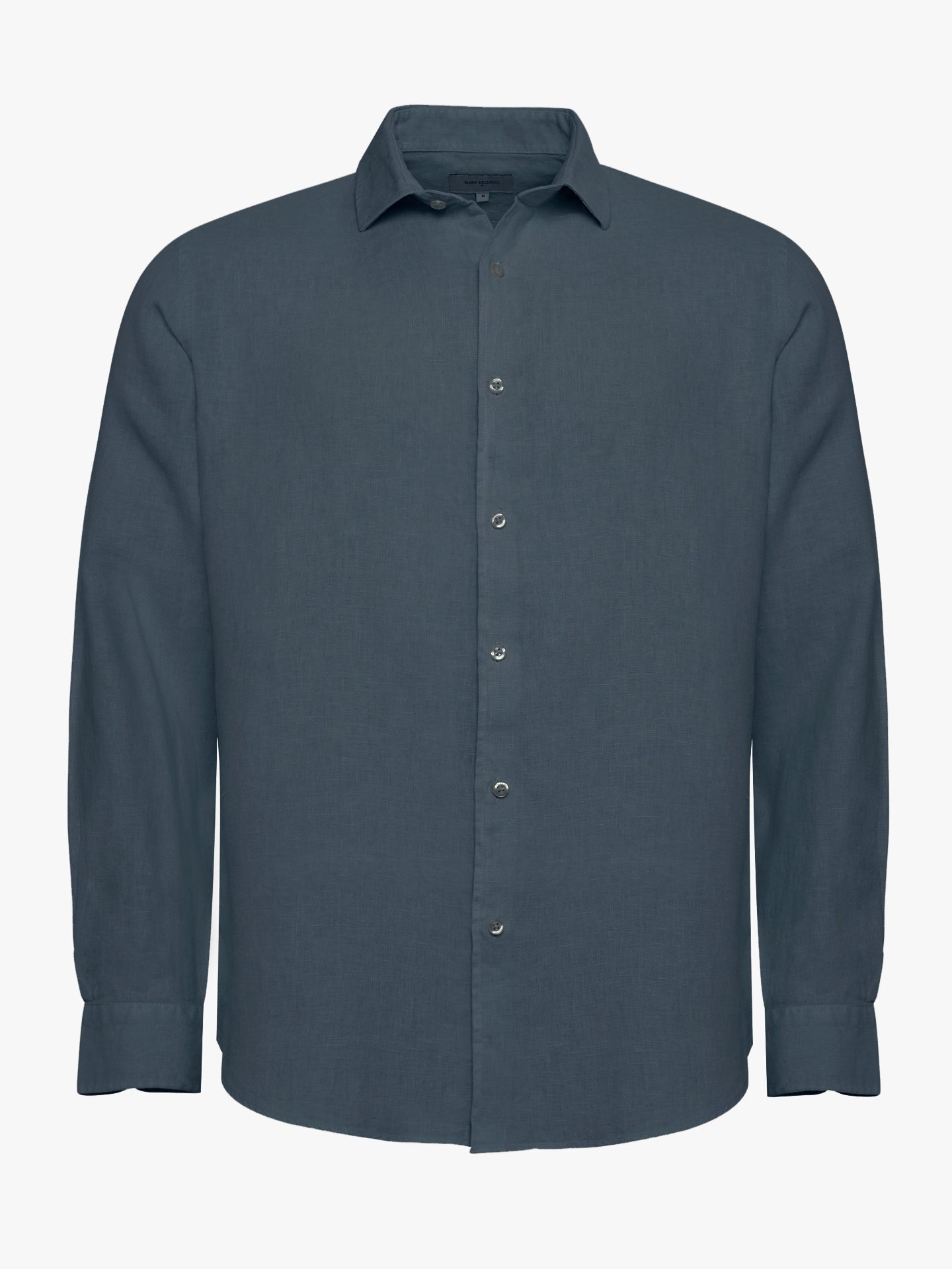 BLUE LINEN SHIRT LONG SLEEVE TAILORED FIT MARK BELLUCCI