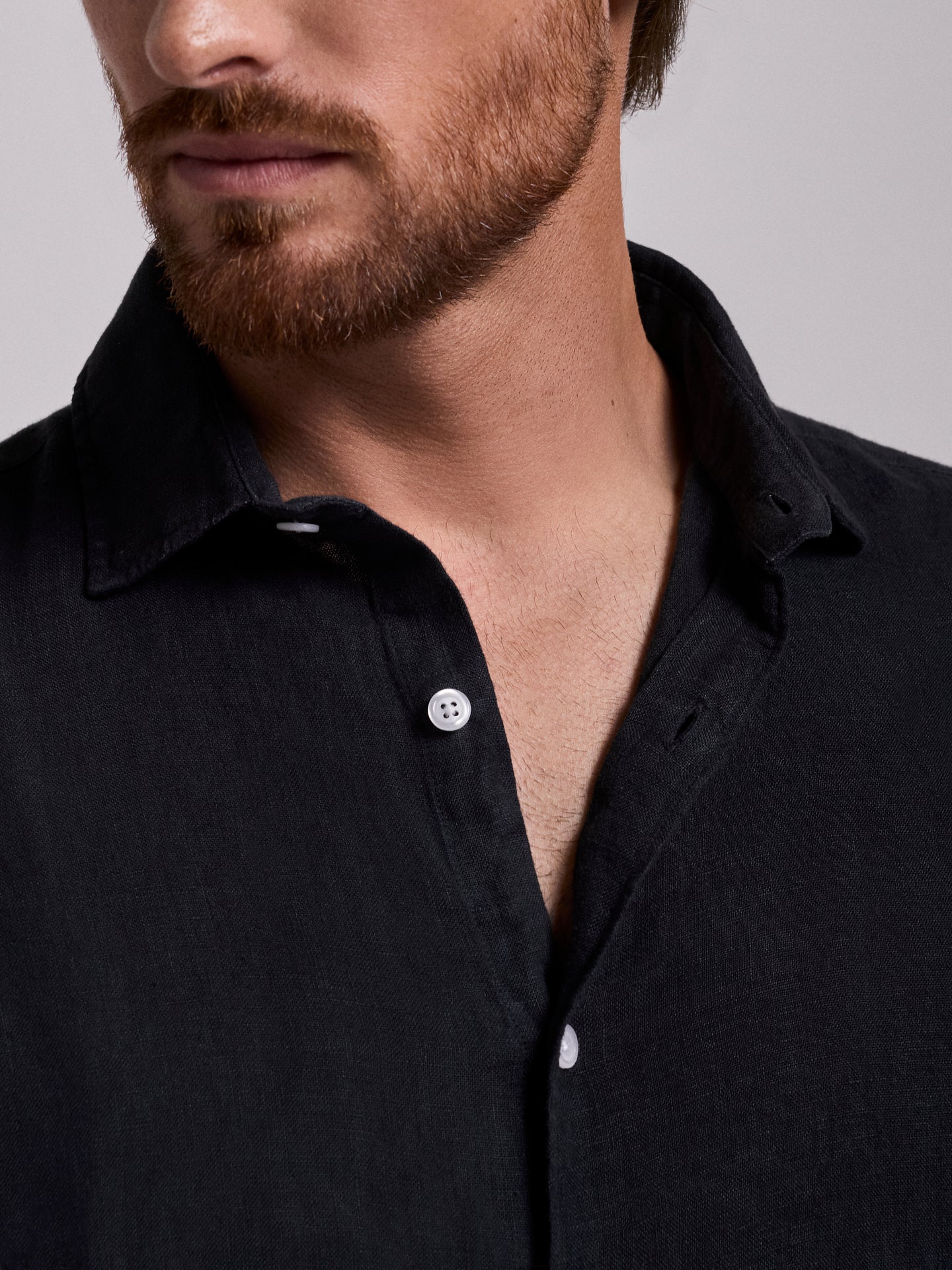 GRAY LINEN SHIRT LONG SLEEVE TAILORED FIT MARK BELLUCCI