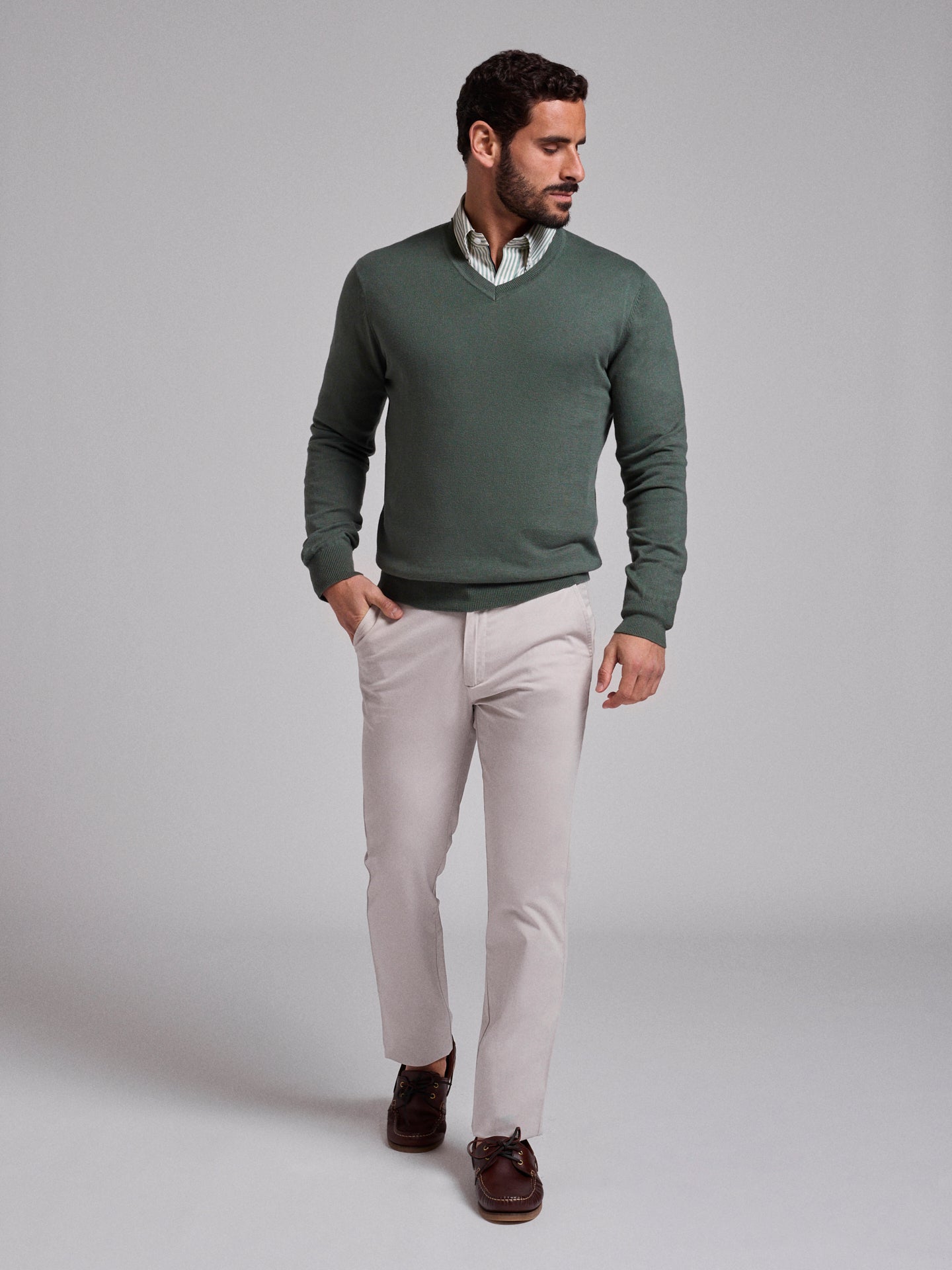 JERSEY DE ALGODÓN VERDE MANGA LARGA REGULAR FIT MR. AZUL