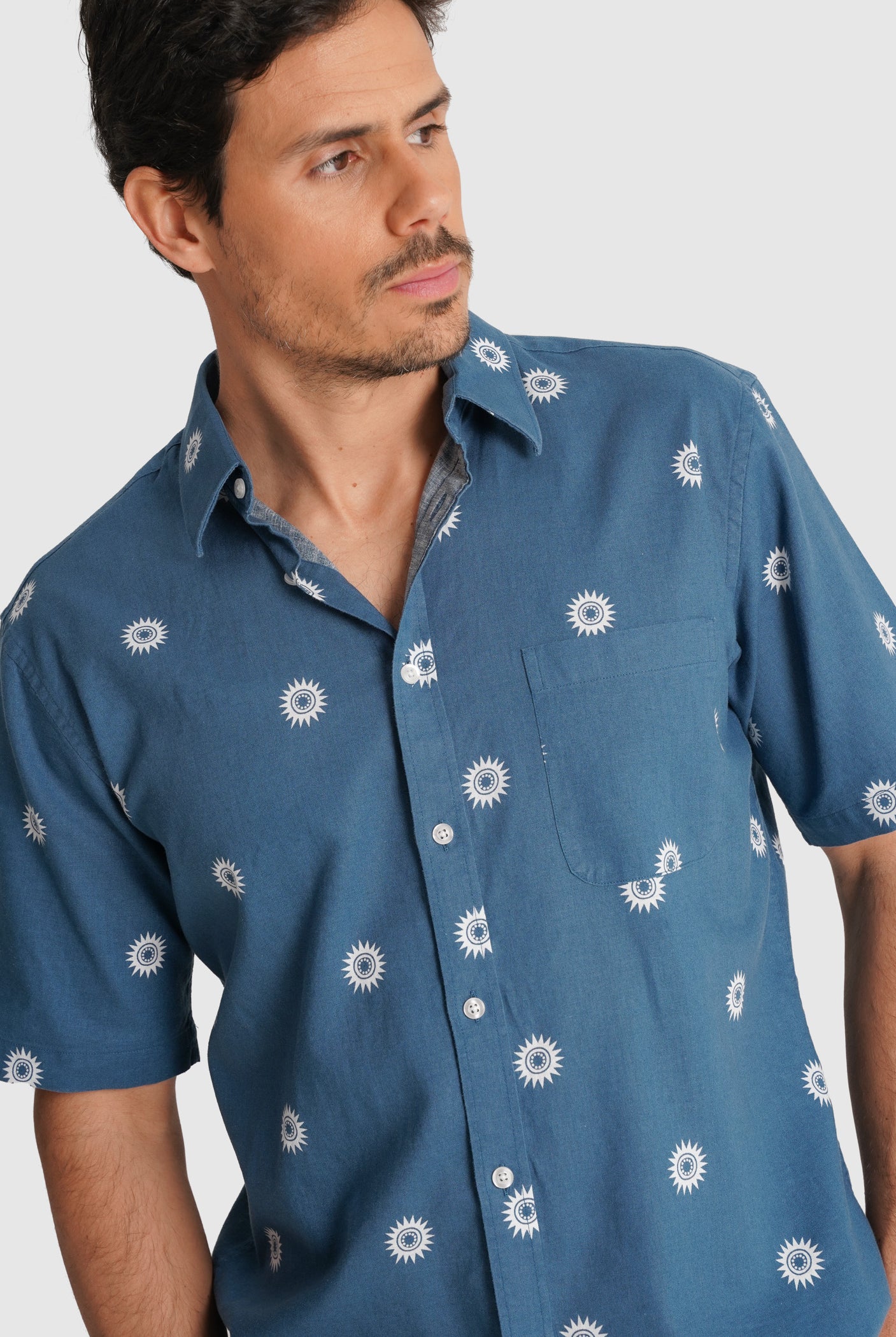 CAMISA AZUL MANGA CURTA REGULAR FIT MR. BLUE