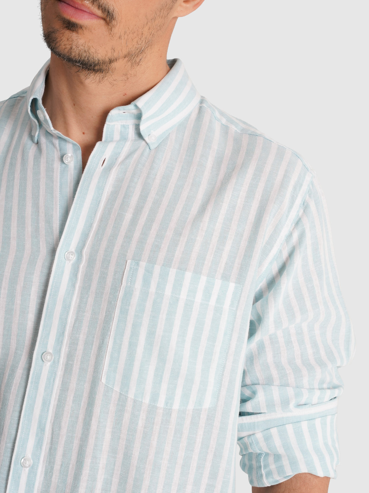 BLUE LONG SLEEVE REGULAR FIT MR SHIRT. BLUE