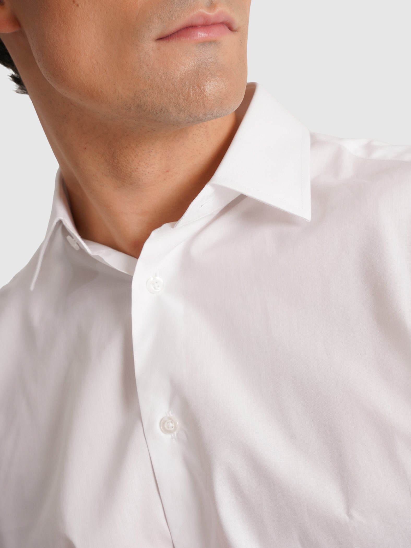WHITE POPPLINE LONG SLEEVE SHIRT CLASSIC FIT MR. BLUE
