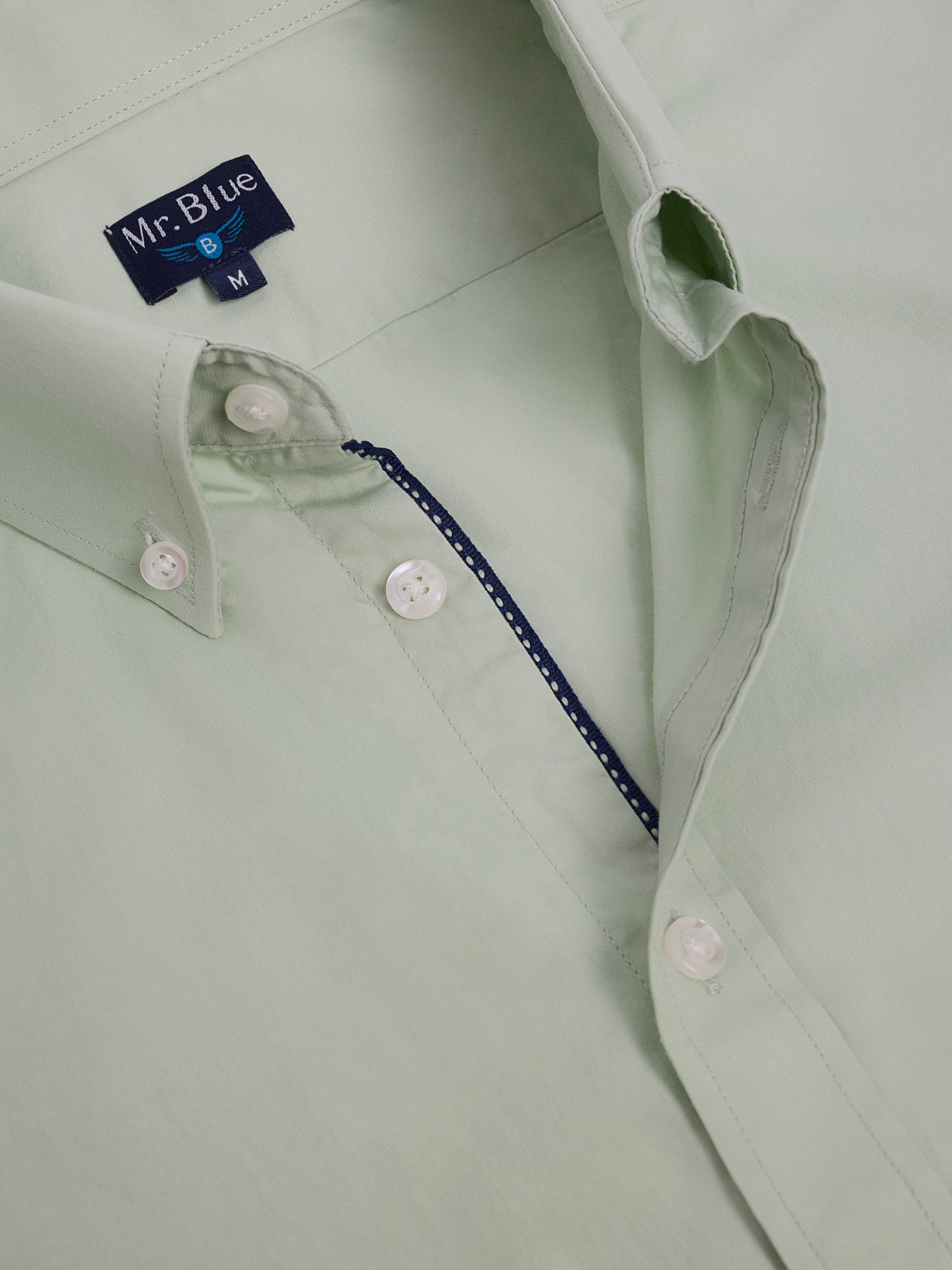 CAMISA ALGODÓN VERDE MANGA CORTA REGULAR FIT MR. AZUL