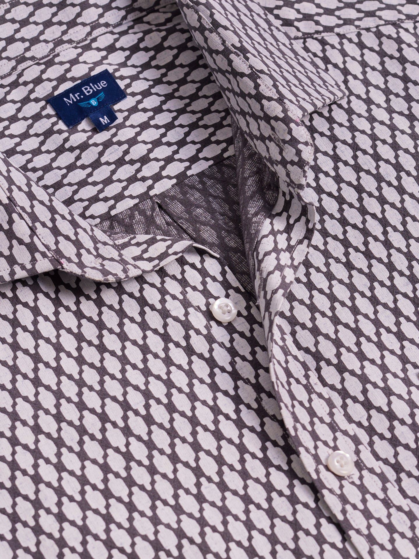 Camisa Regular Fit Lino Gris Mr. Blue