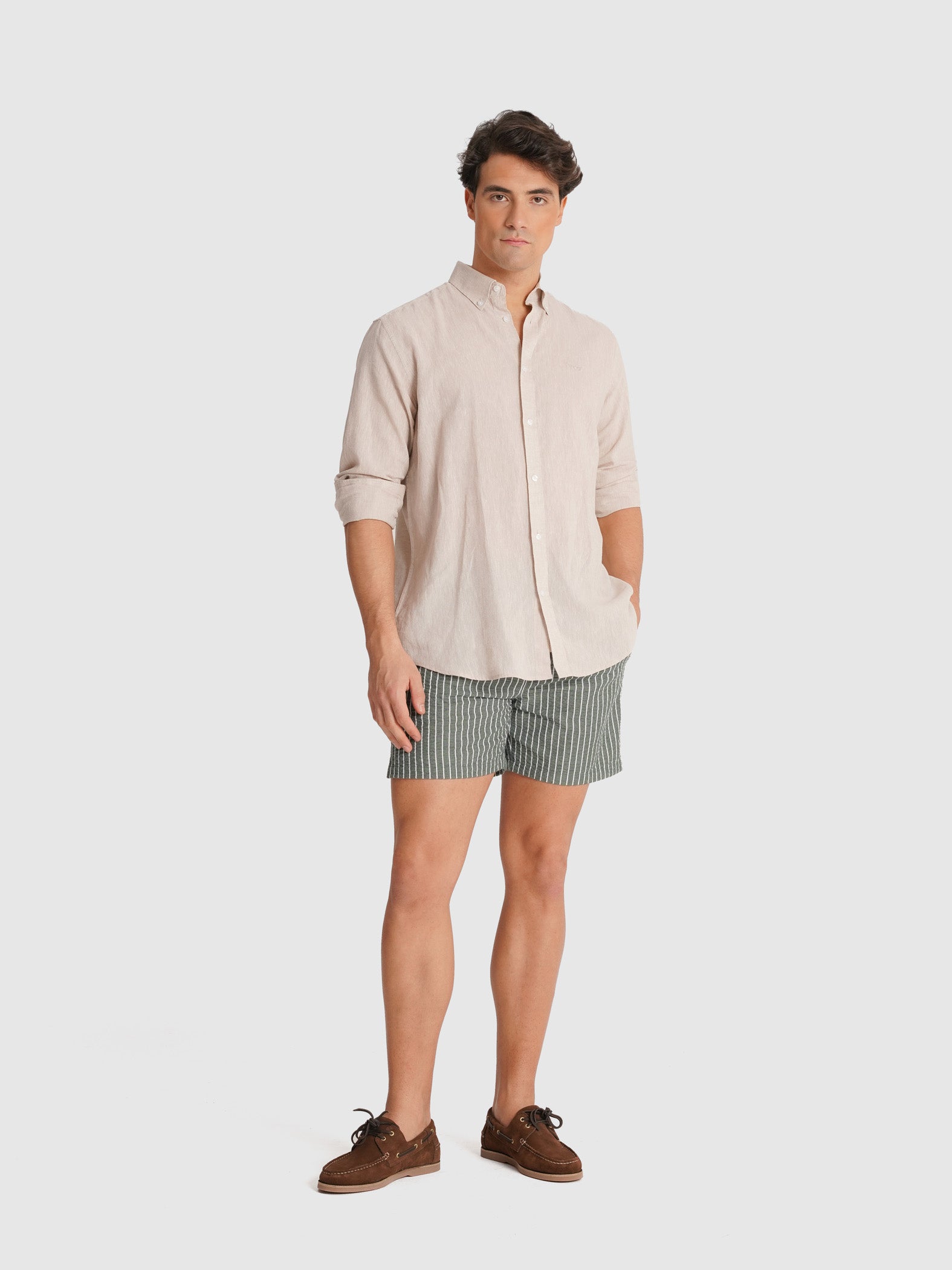 CAMISA CRUDO MANGA LARGA REGULAR FIT MR. AZUL