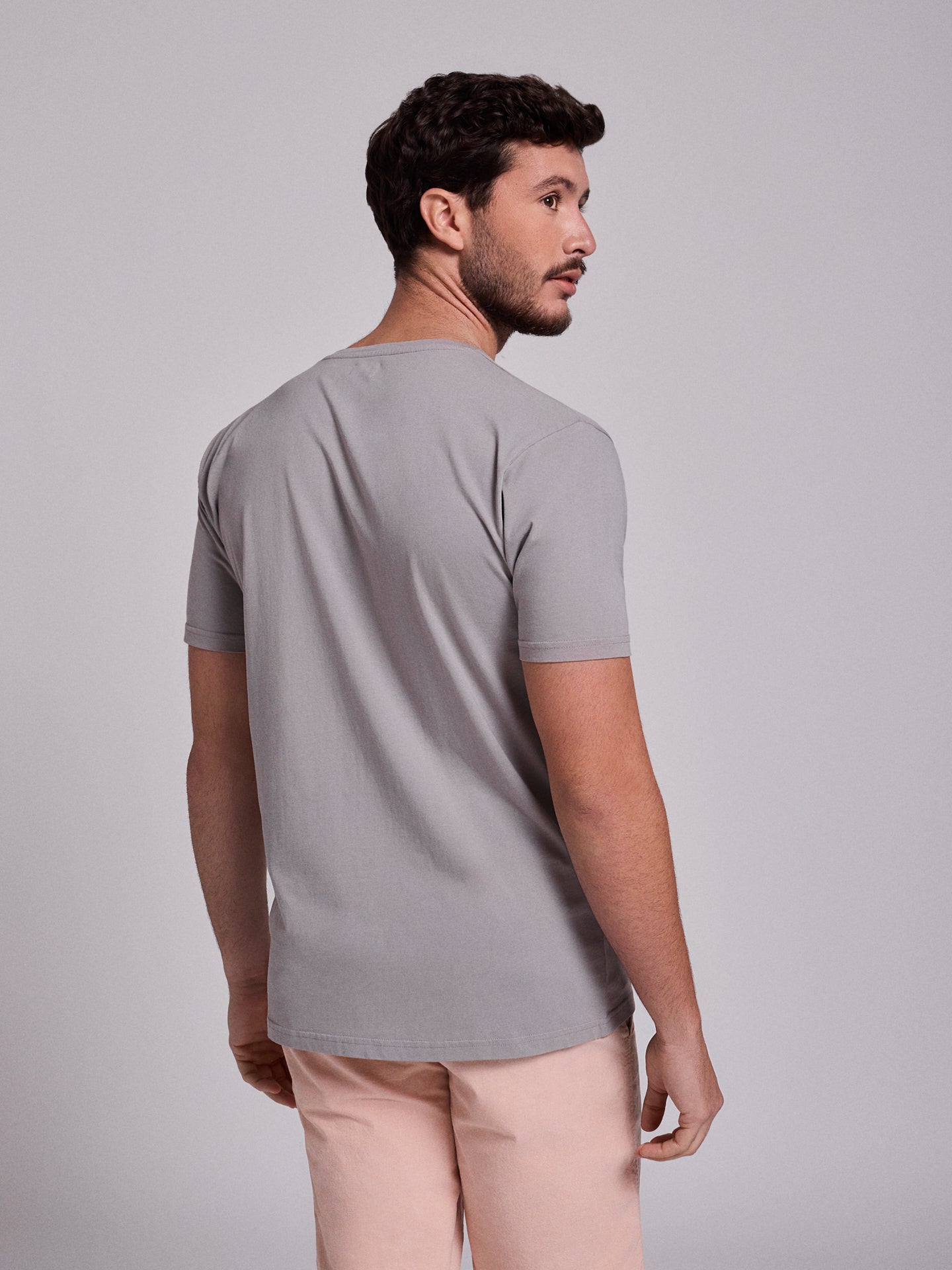 CAMISETA ALGODÓN GRIS MANGA CORTA REGULAR FIT MR. AZUL