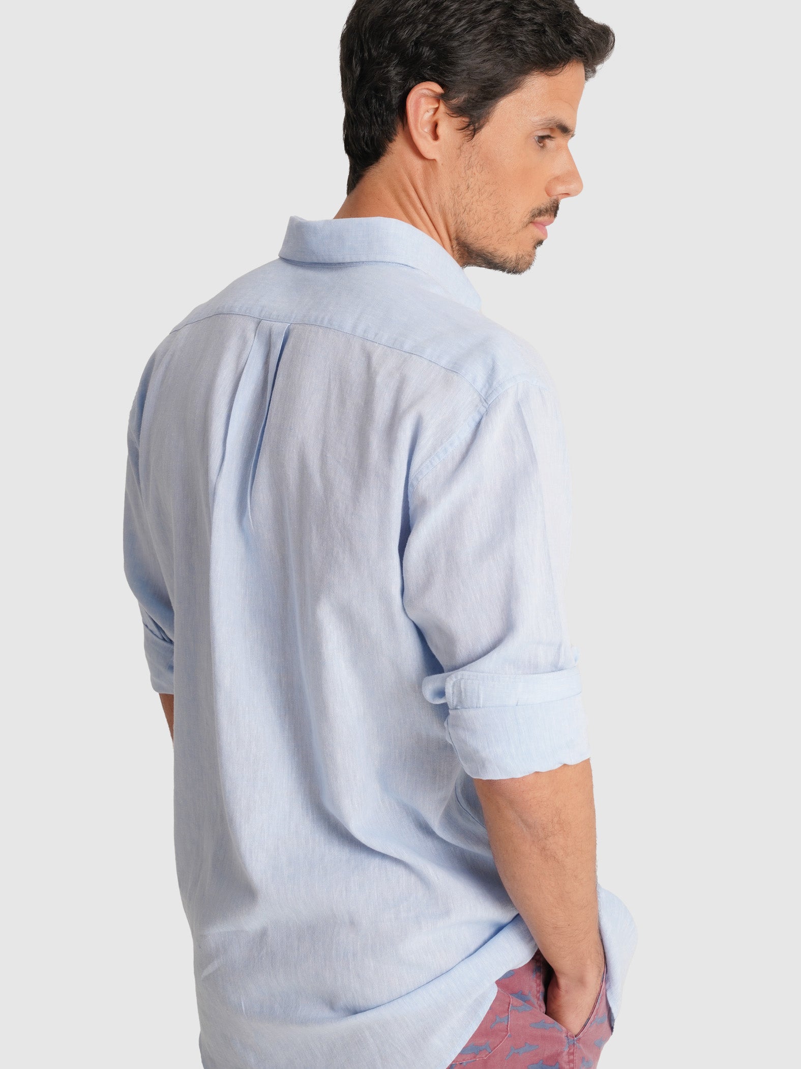 BLUE LONG SLEEVE REGULAR FIT MR SHIRT. BLUE