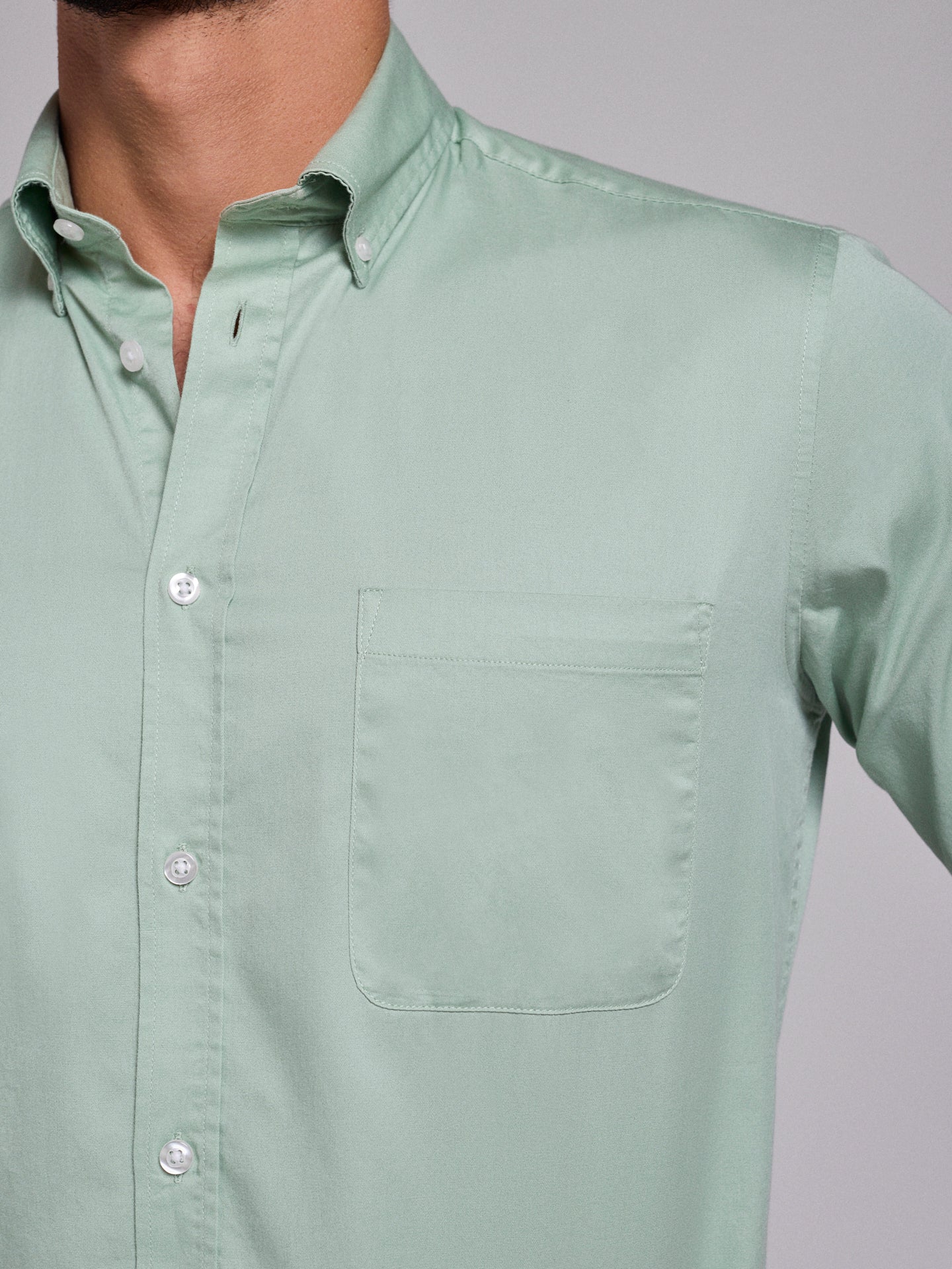CAMISA ALGODÓN VERDE MANGA LARGA REGULAR FIT MR. AZUL