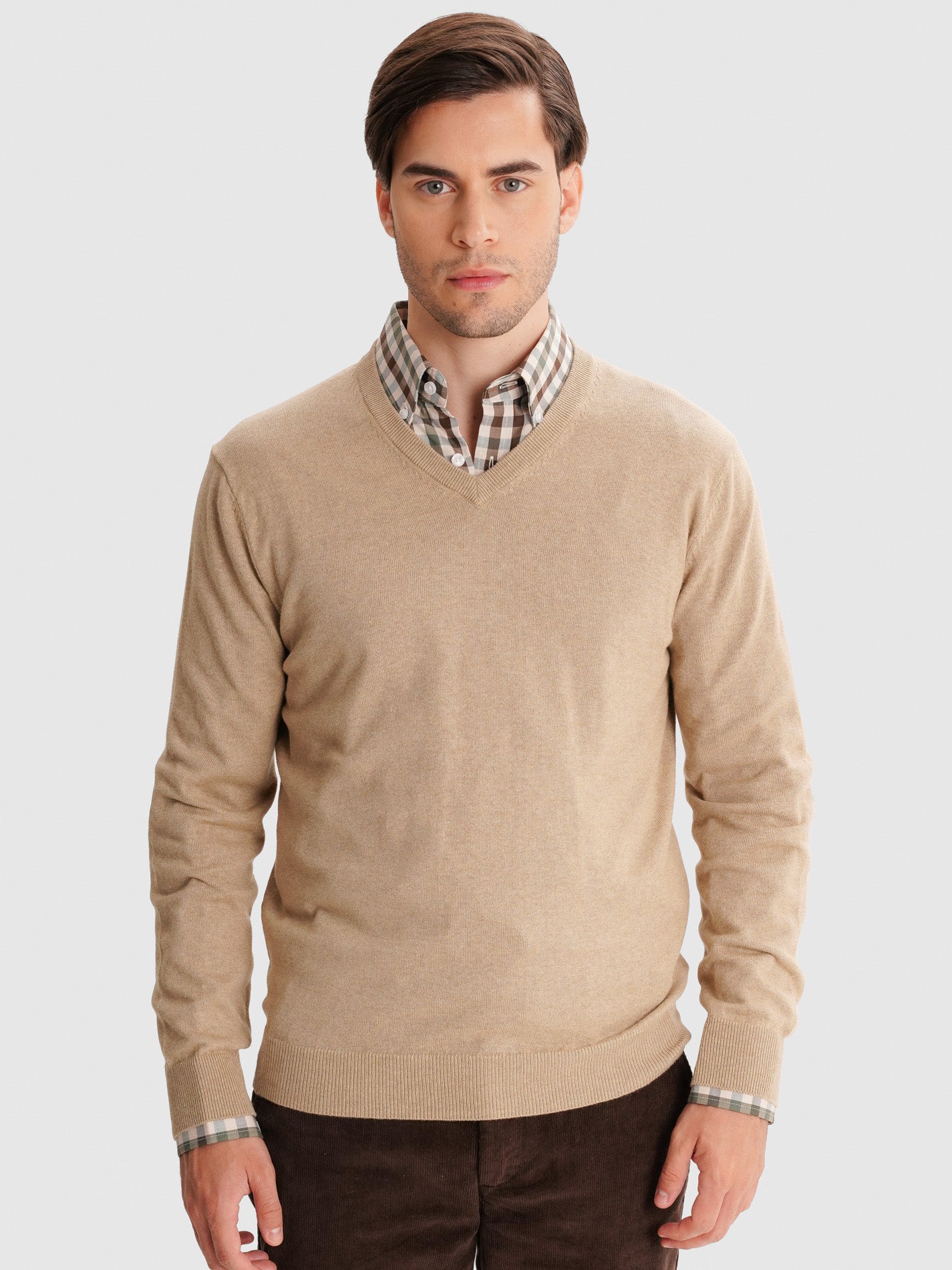 BEIGE THIN PULLOVER WITH REGULAR FIT MR ELBOW PADS. BLUE