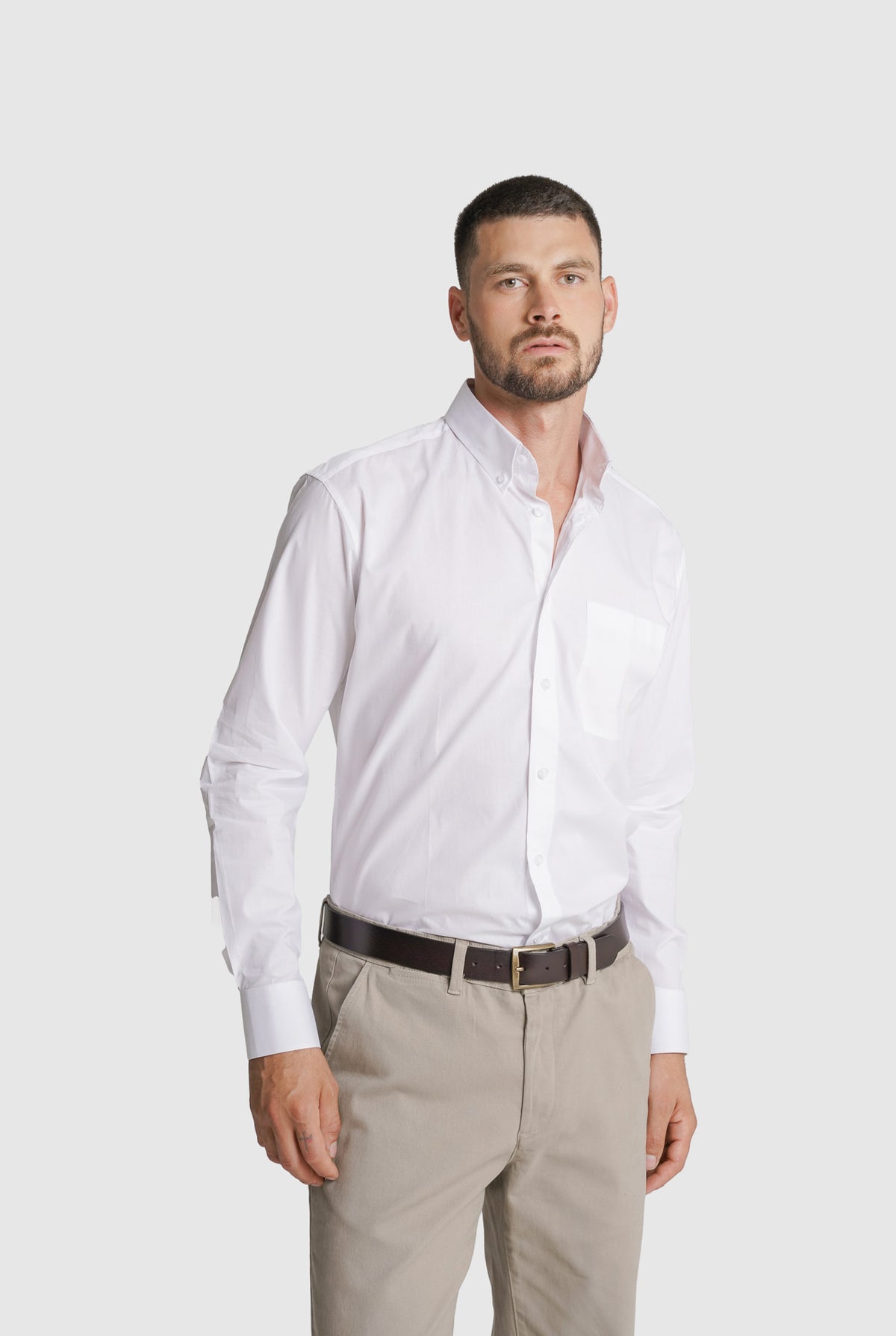CAMISA POPELINE REGULAR FIT BRANCA LISA MR. BLUE