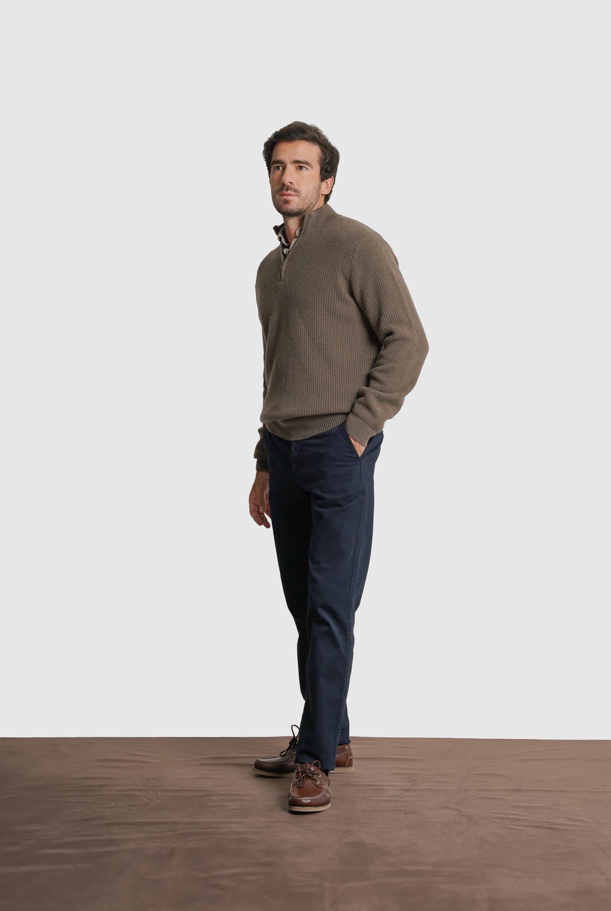 PULLOVER LÃ MERINO REGULAR FIT VERDE LISO MARK BELLUCCI