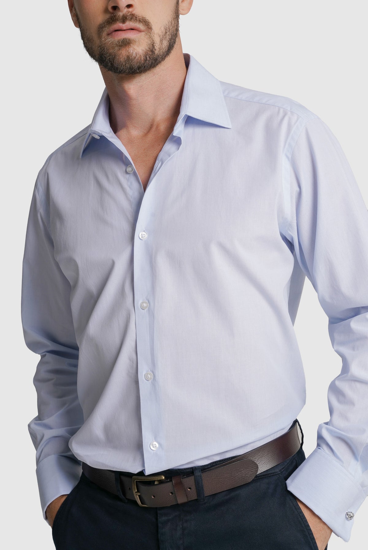 CAMISA POPELINE CLASSIC FIT AZUL ÀS RISCAS MR. BLUE